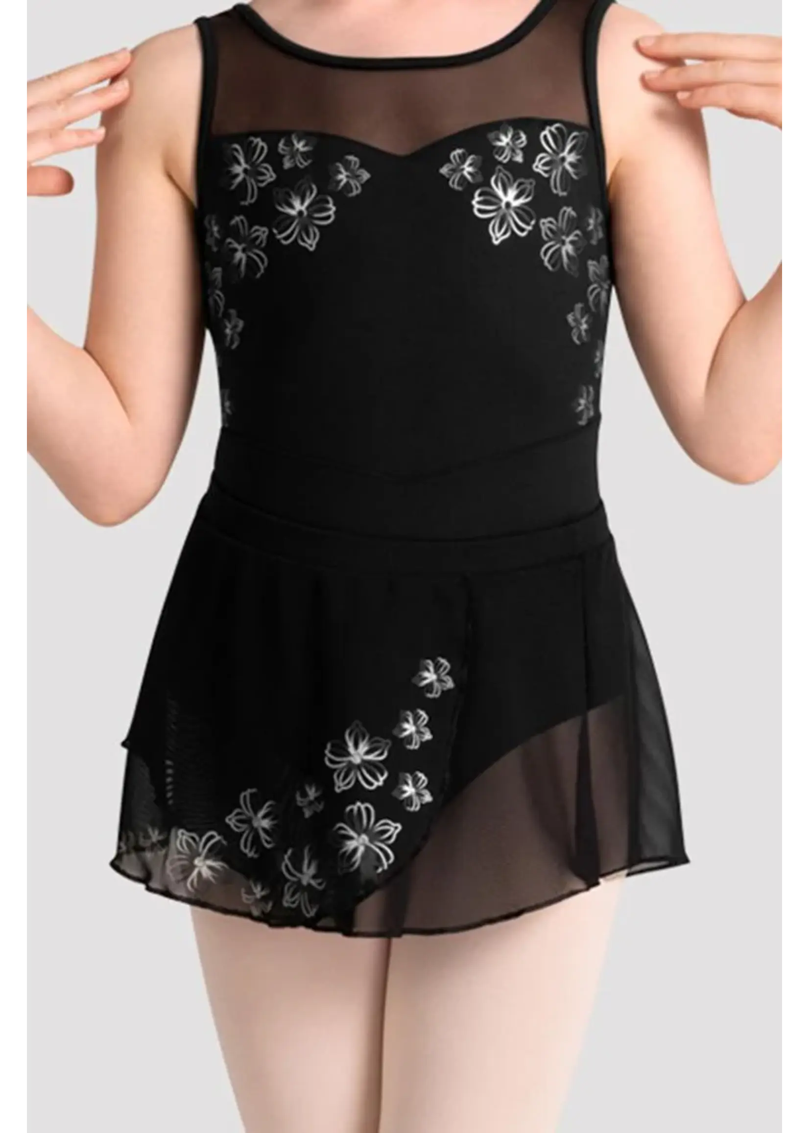 BLOCH & MIRELLA CR10005 CLAIRE WRAP PULL ON SKIRT WITH METALLIC FLORAL PRINT