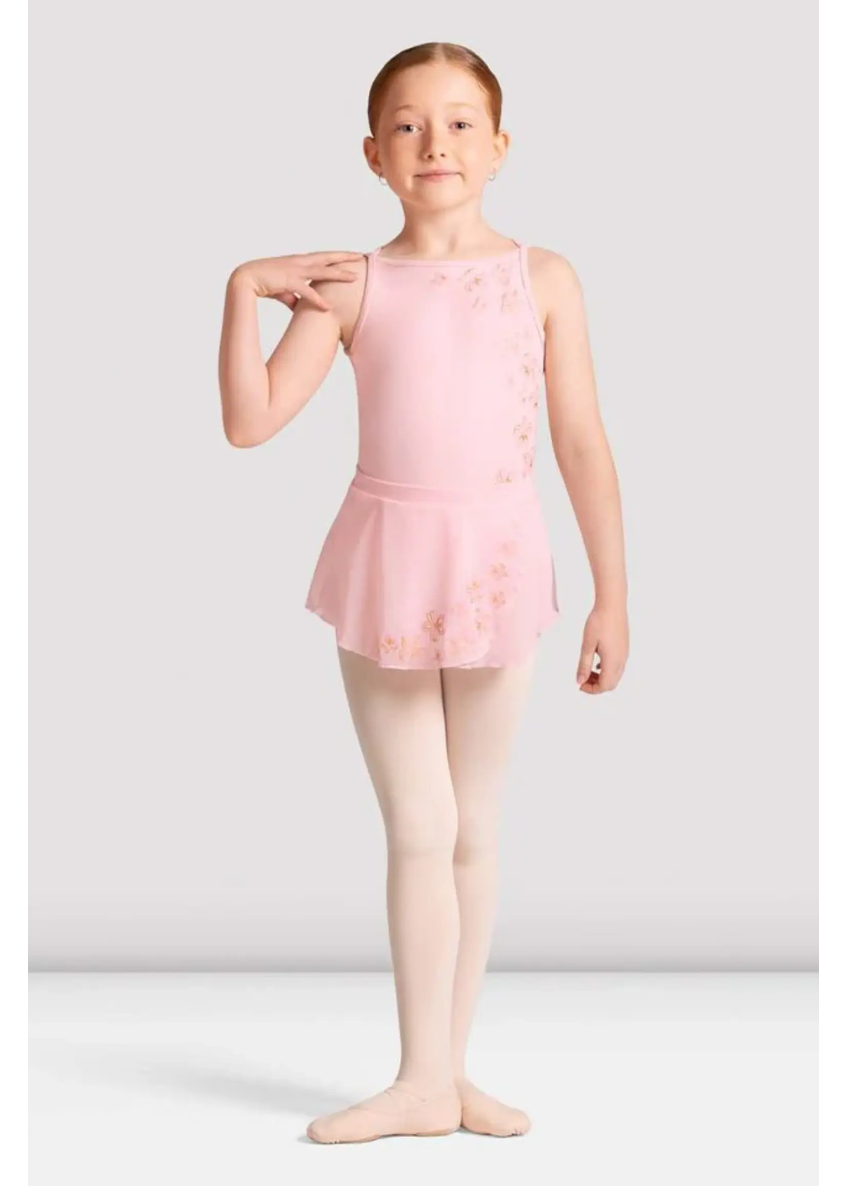 BLOCH & MIRELLA CR10005 CLAIRE WRAP PULL ON SKIRT WITH METALLIC FLORAL PRINT