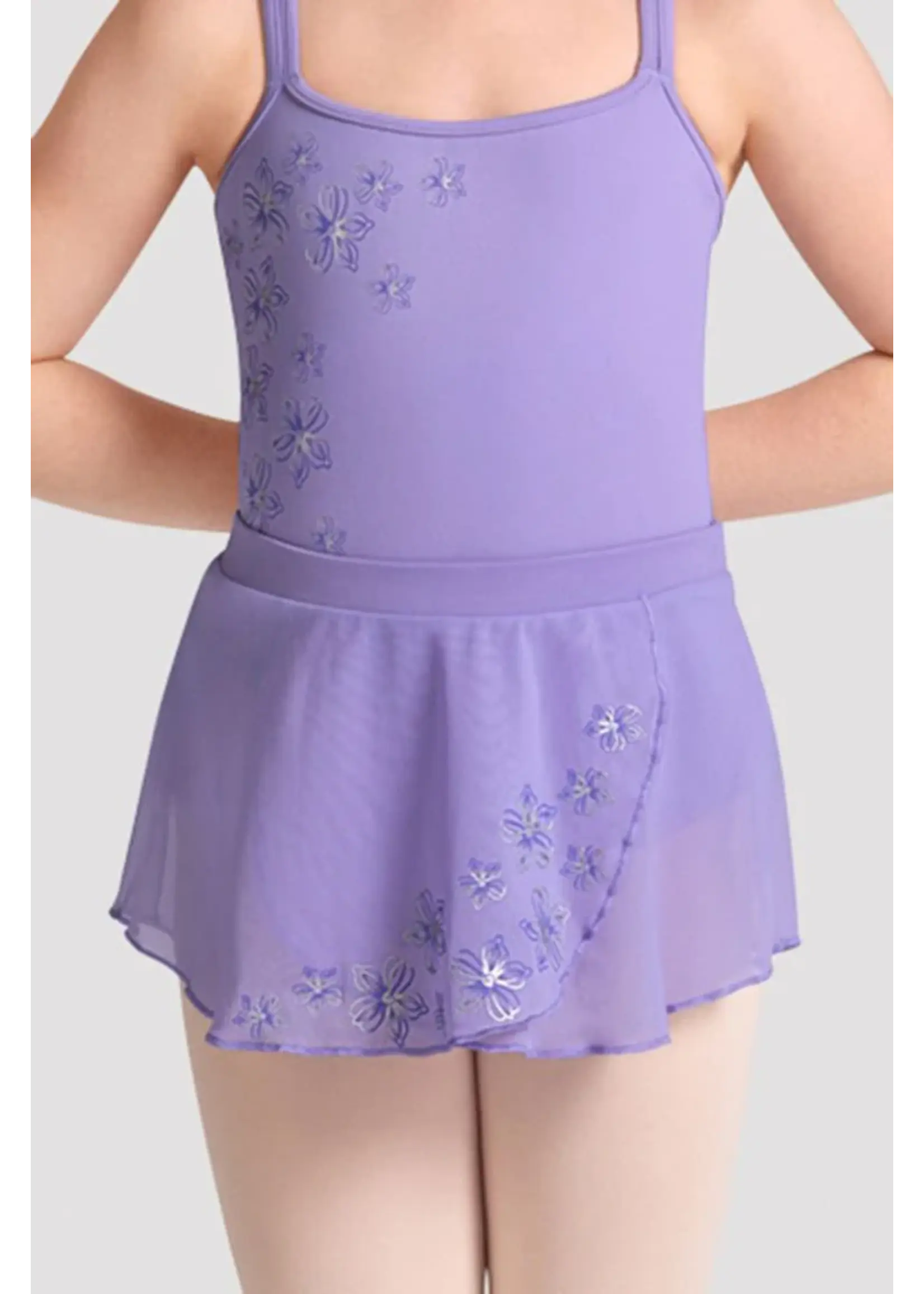 BLOCH & MIRELLA CR10005 CLAIRE WRAP PULL ON SKIRT WITH METALLIC FLORAL PRINT