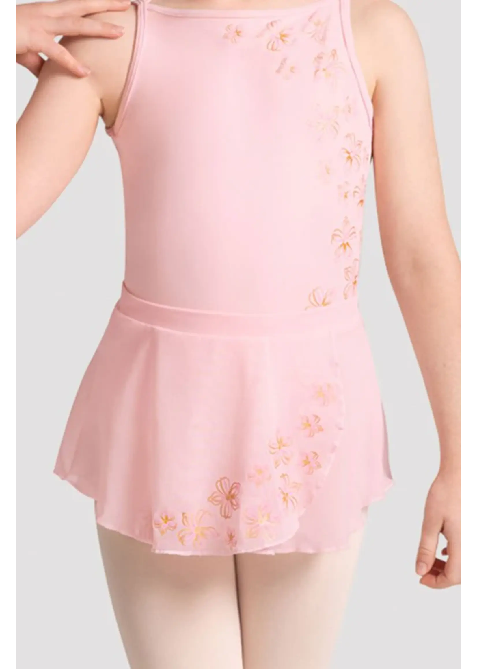 BLOCH & MIRELLA CR10005 CLAIRE WRAP PULL ON SKIRT WITH METALLIC FLORAL PRINT