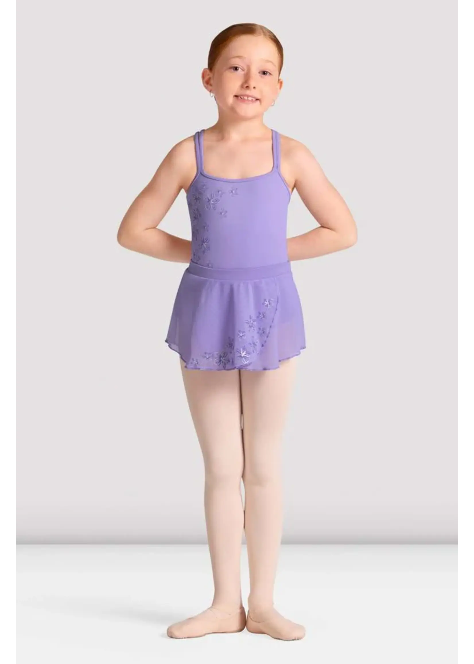 BLOCH & MIRELLA CR10005 CLAIRE WRAP PULL ON SKIRT WITH METALLIC FLORAL PRINT