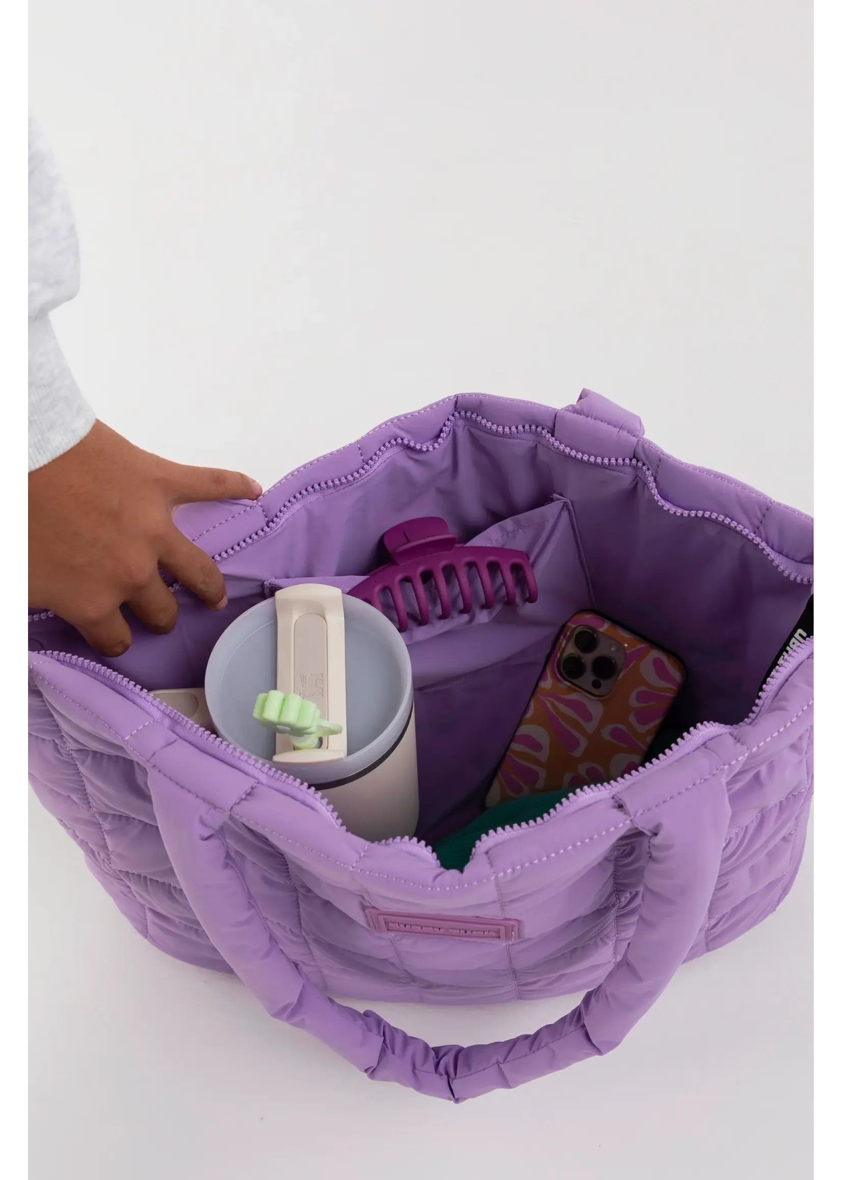 EVERY TURN ET2411FW-6039-PPUN DAILY MARKET BAG PUFFY TOTE IN PLAYFUL PUNCH PURPLE