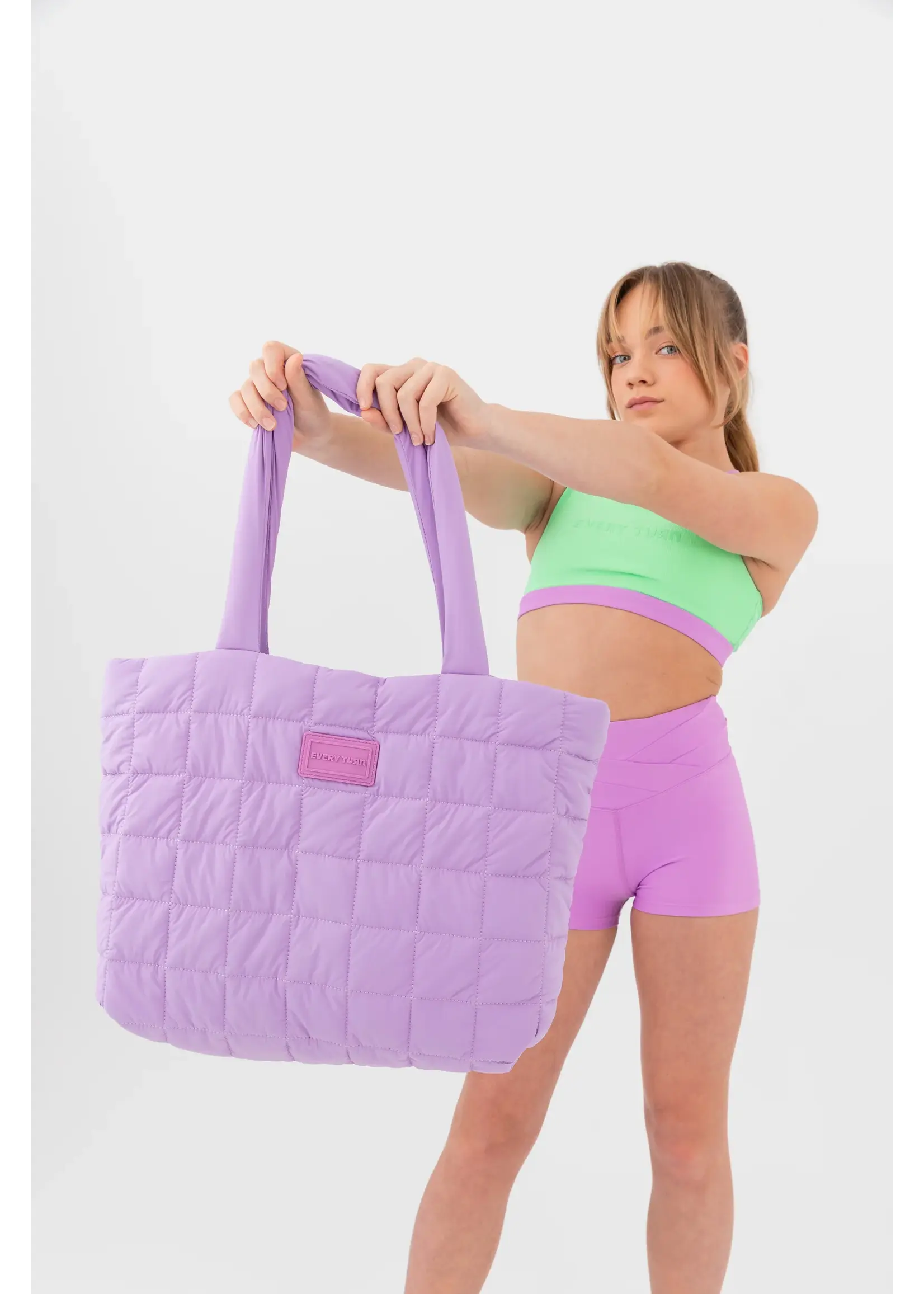 EVERY TURN ET2411FW-6039-PPUN DAILY MARKET BAG PUFFY TOTE IN PLAYFUL PUNCH PURPLE