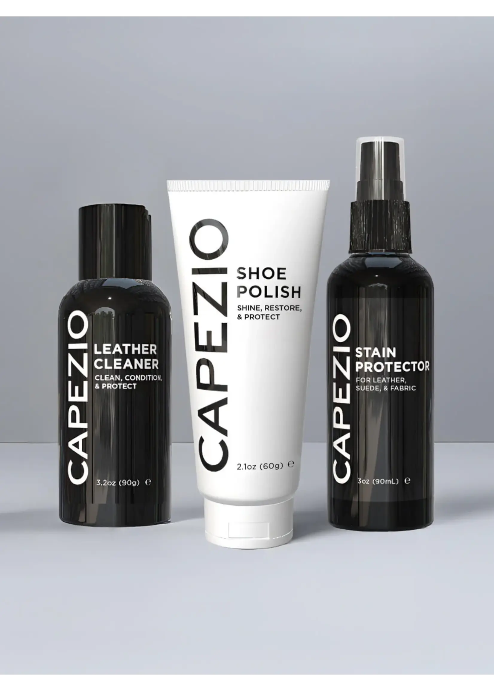 CAPEZIO & BUNHEADS AKIT100 SHOE CARE BUNDLE: LEATHER CLEANER, SHOE POLISHER, SHOE PROTECTOR, MICROFIBER CLOTH