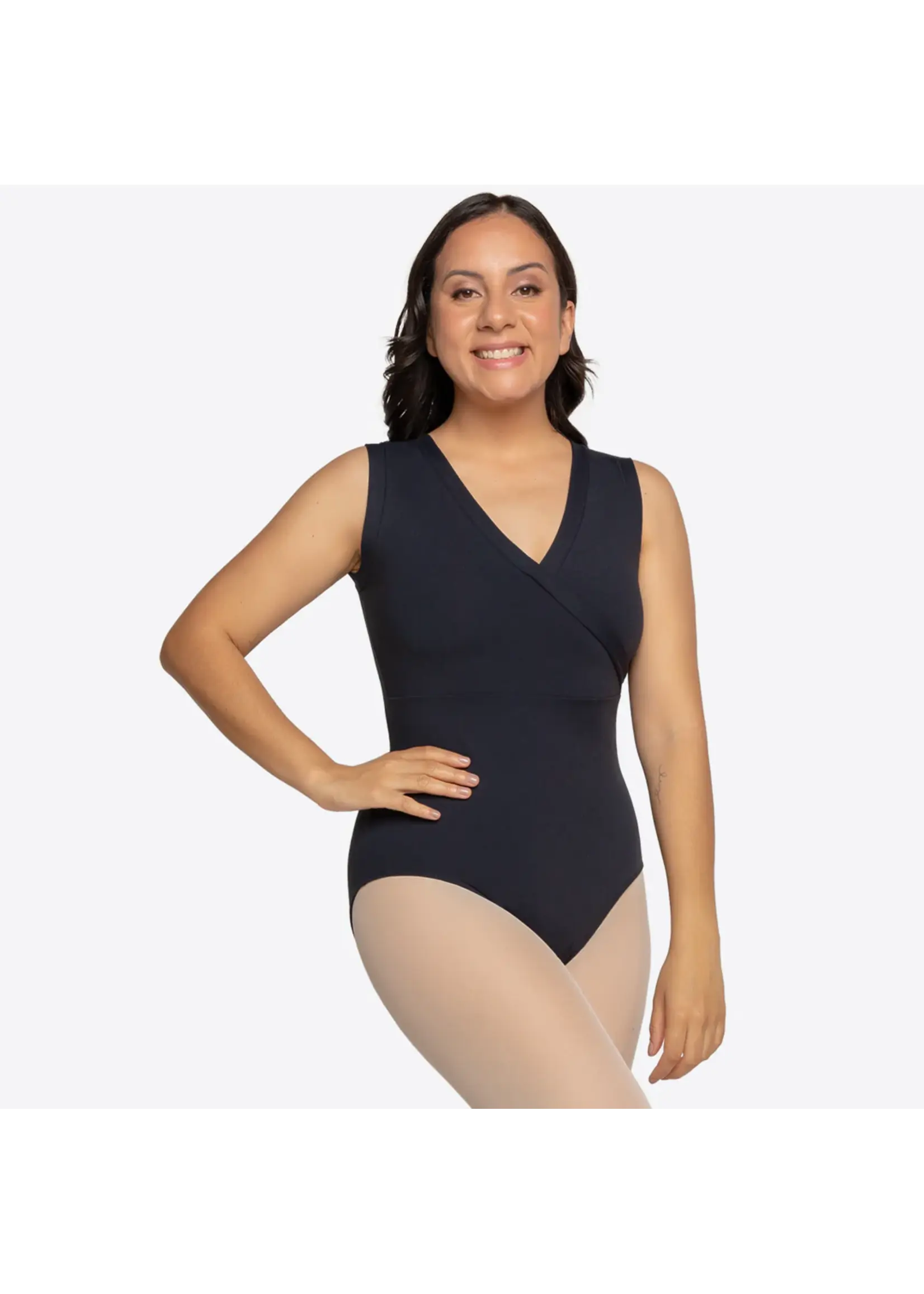 SO DANCA SL184 YVONNA MOCK WRAP V FRONT WIDE TANK CURVY LEOTARD