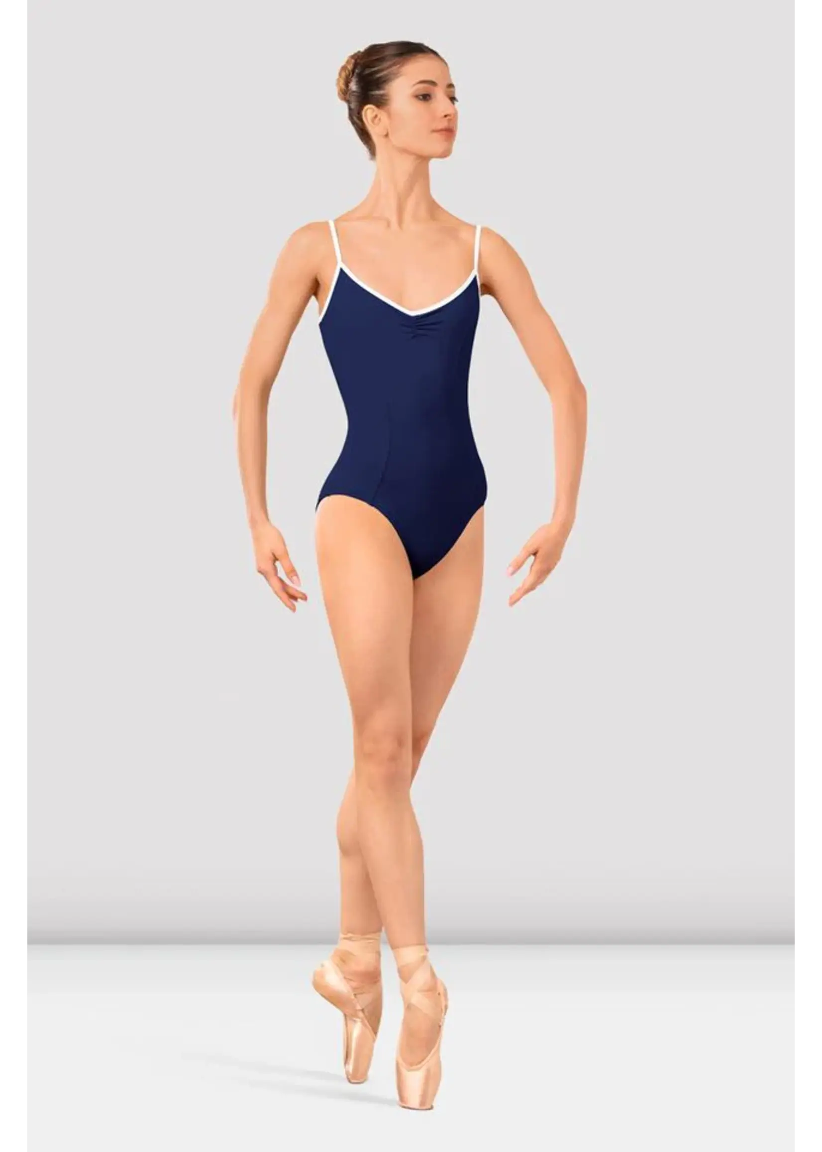 BLOCH & MIRELLA LB5261 ATLANTIS ARVE PINCHED V FRONT & BACK PIPED CAMISOLE LEOTARD