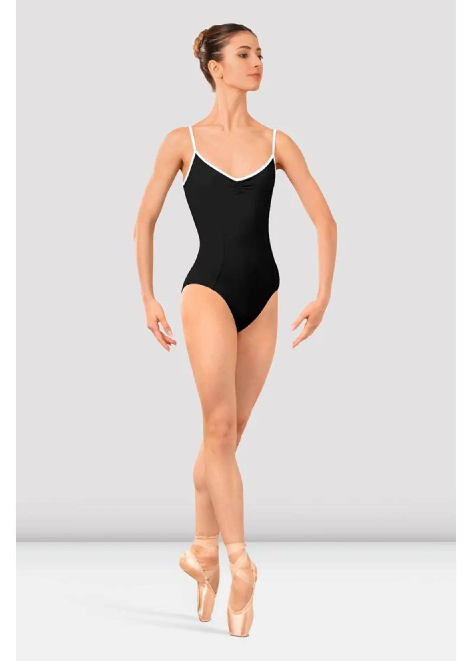 BLOCH & MIRELLA LB5261 ATLANTIS ARVE PINCHED V FRONT & BACK PIPED CAMISOLE LEOTARD