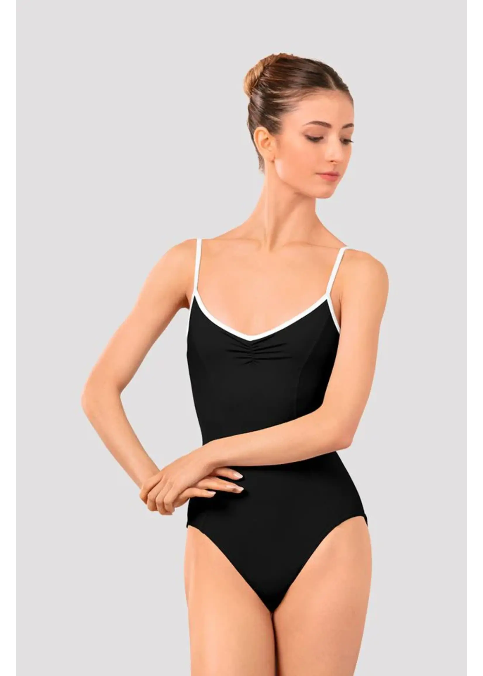BLOCH & MIRELLA LB5261 ATLANTIS ARVE PINCHED V FRONT & BACK PIPED CAMISOLE LEOTARD