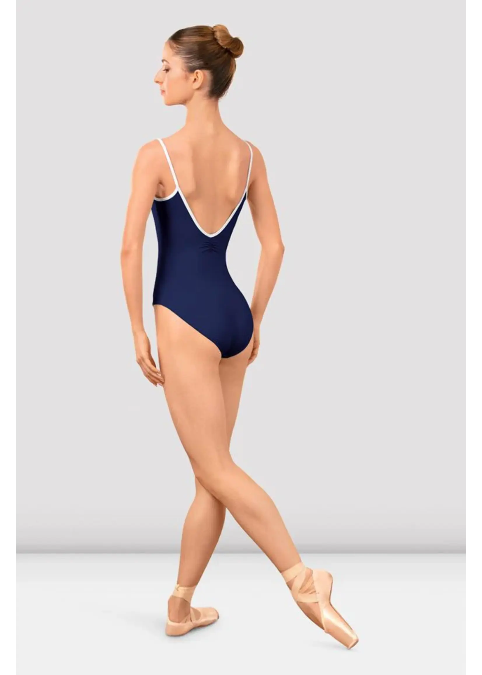 BLOCH & MIRELLA LB5261 ATLANTIS ARVE PINCHED V FRONT & BACK PIPED CAMISOLE LEOTARD