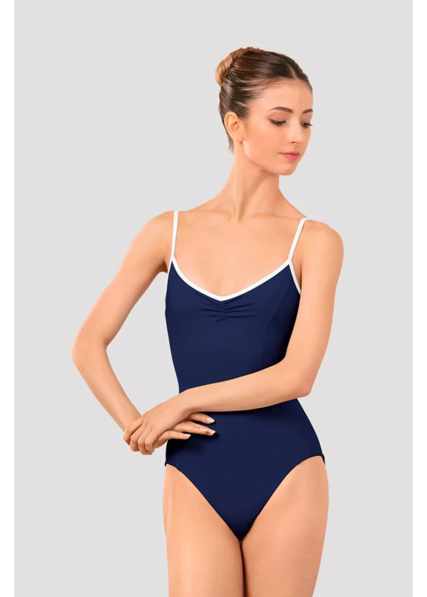 BLOCH & MIRELLA LB5261 ATLANTIS ARVE PINCHED V FRONT & BACK PIPED CAMISOLE LEOTARD