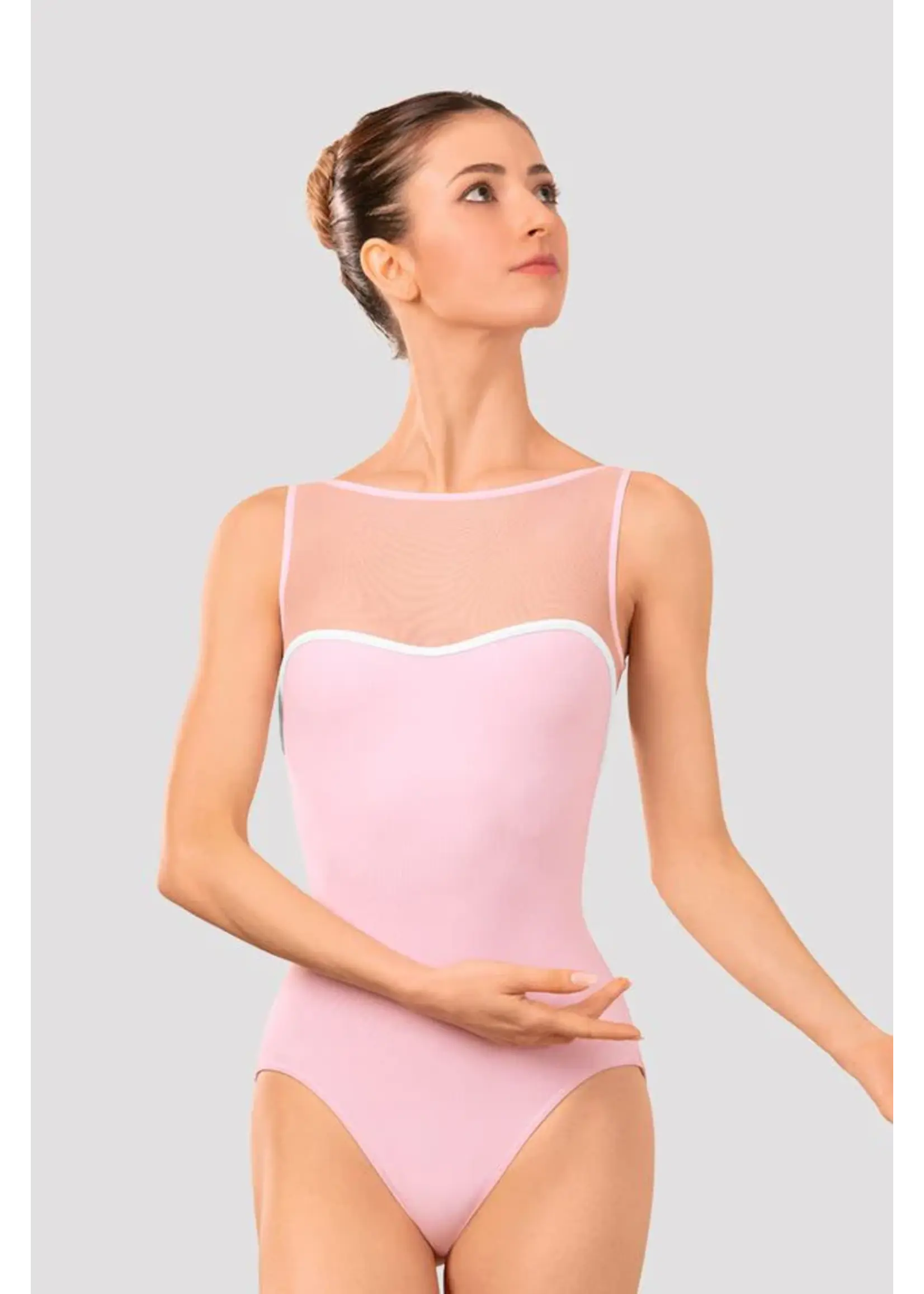 BLOCH & MIRELLA LB5260 ATLANTIS ARNO BOATNECK MESH PIPED SWEETHEART TANK LEOTARD