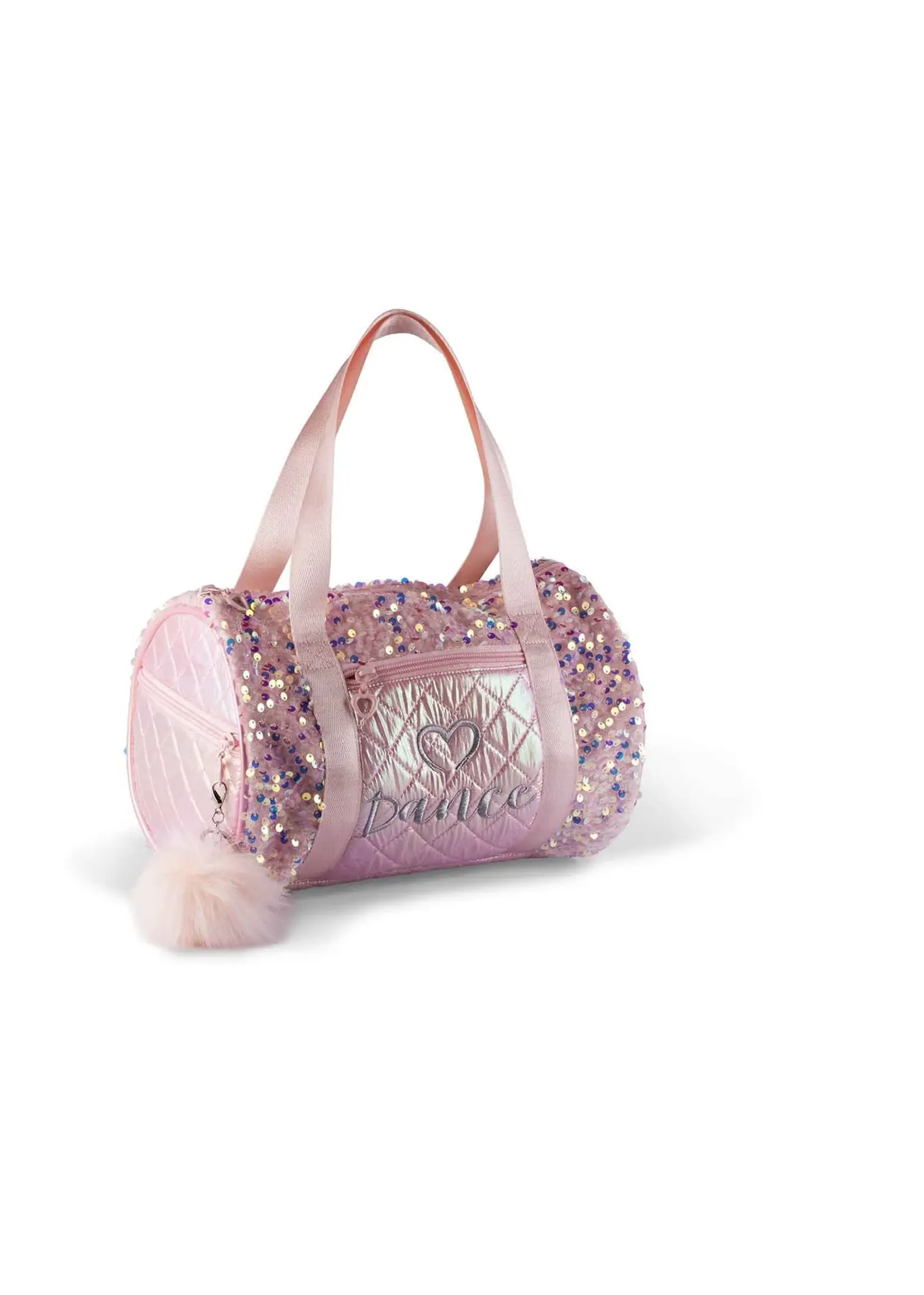 DANSHUZ B26520 QUILTED SPARKLE HEART DANCE DUFFEL BAG 10X7X7