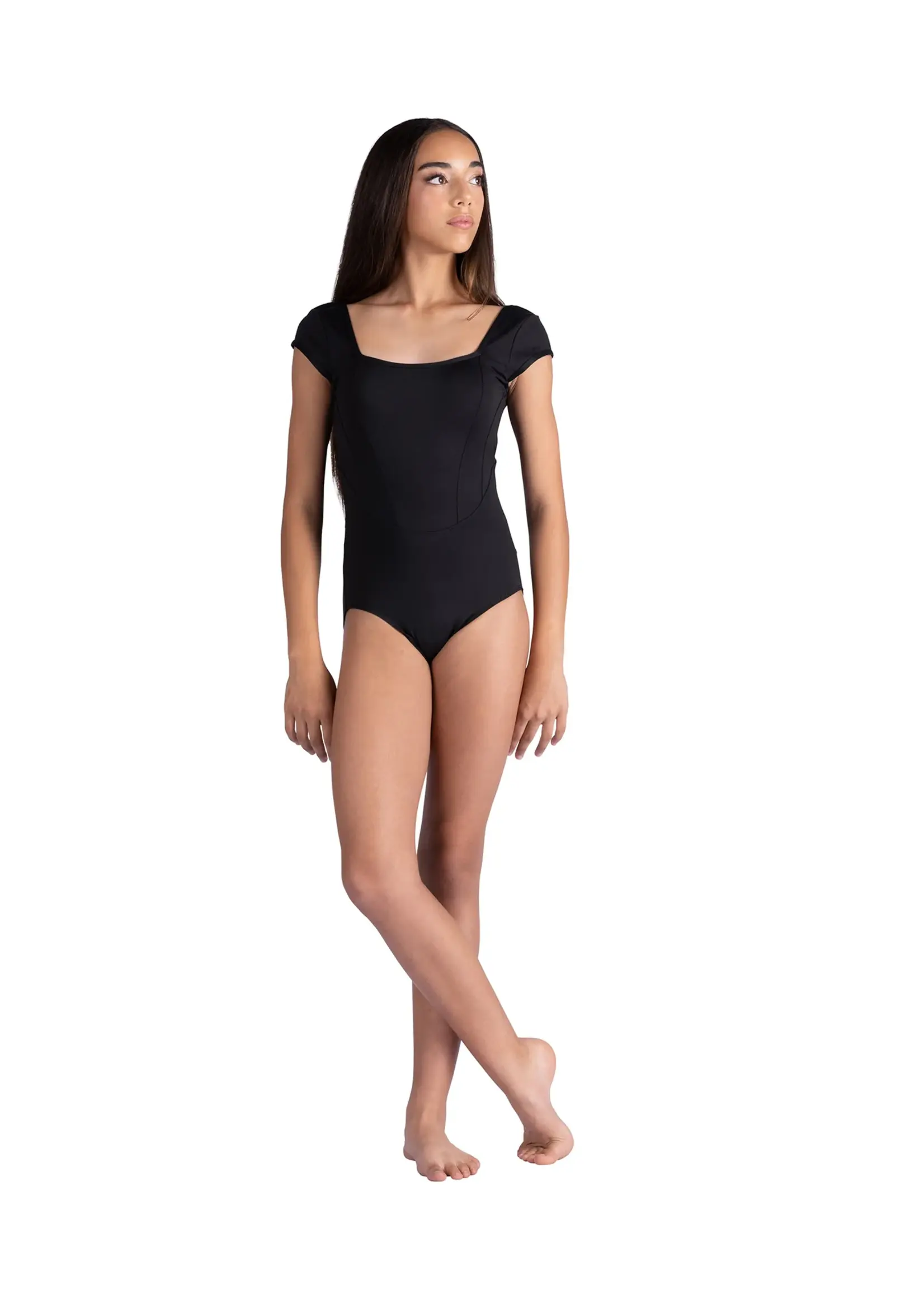DANSHUZ 26107 ANYAH CAP SLEEVE LEOTARD WITH CORSET SEAMING