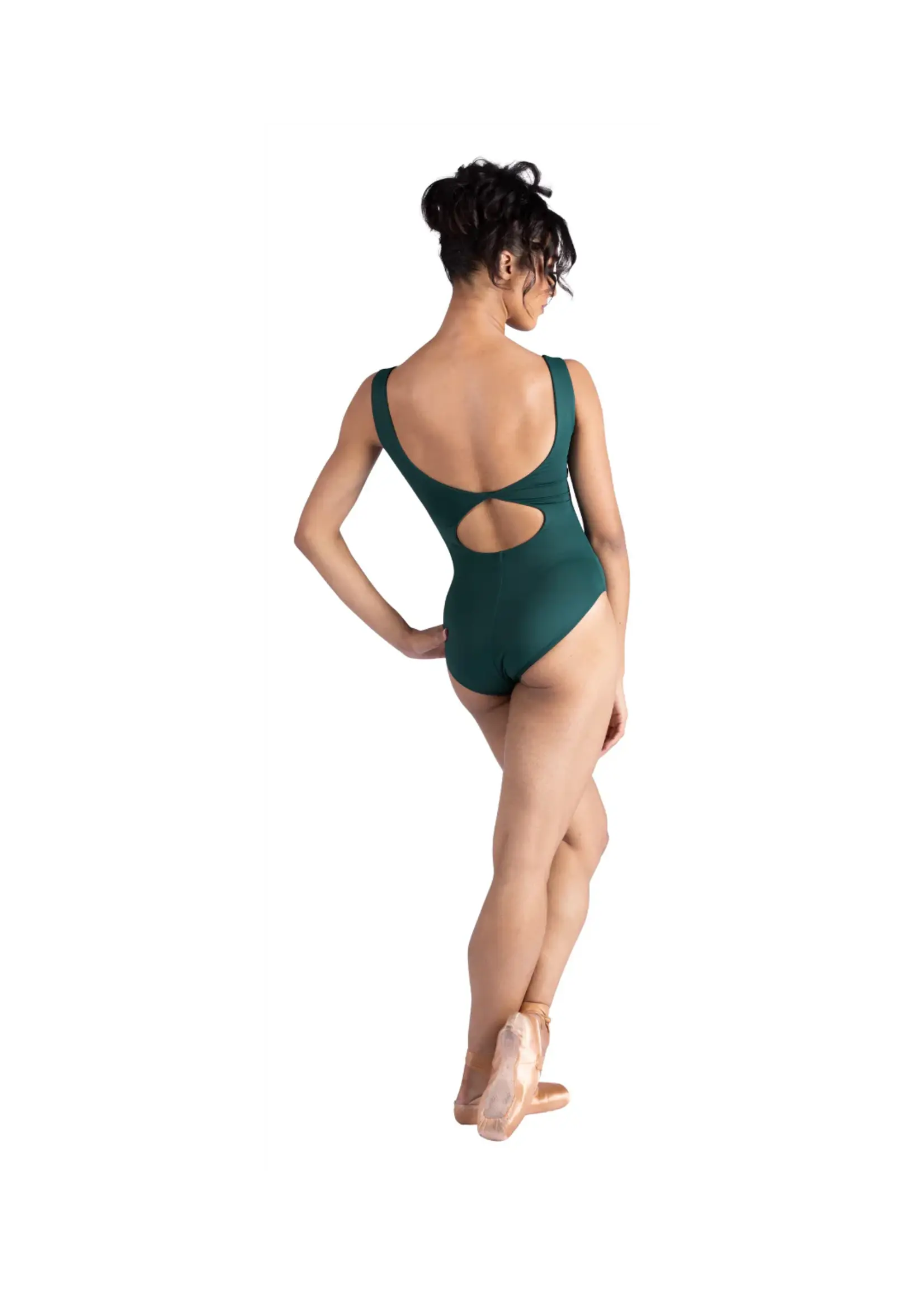 DANSHUZ 26120 NOEMI NOVEL PINCH FRONT, TWIST KEYHOLE BACK SLIM TANK LEOTARD