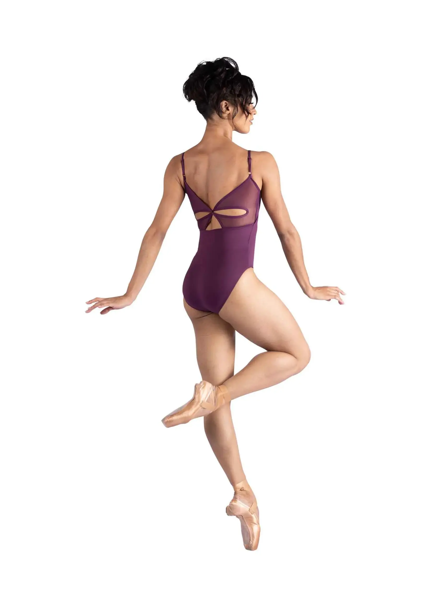 DANSHUZ 26122 ANGIE PRINCESS SEAM, SWEETHEART NECKLINE CAMISOLE LEOTARD WITH MESH TWIST CLOVER BACK