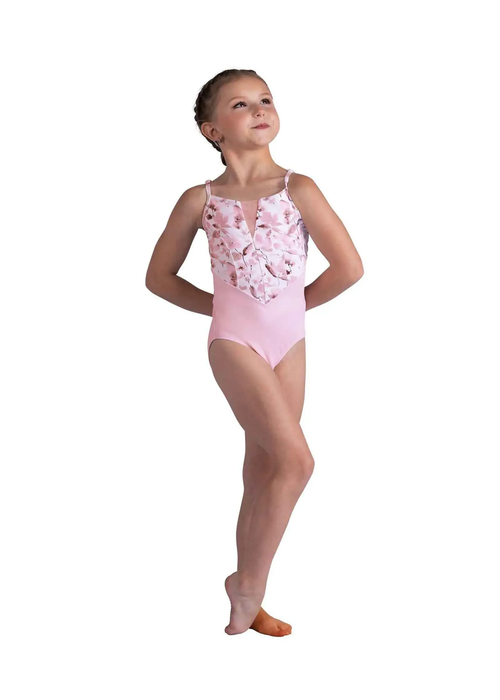 DANSHUZ 26111C MAISIE FLORAL CORSET BODICE CAMISOLE LEOTARD WITH MESH INSERT