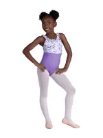 DANSHUZ 26109C DAHLIA FLORAL EMPIRE RUFFLE TRIMMED CAMISOLE LEOTARD WITH ADJUSTABLE STRAPS