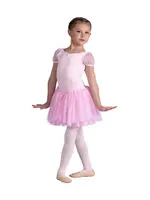 DANSHUZ 26204C CELESTINE PUFF SLEEVE, PINCHED TAB FRONT, V WAISTED SPARKLE MESH TUTU DRESS