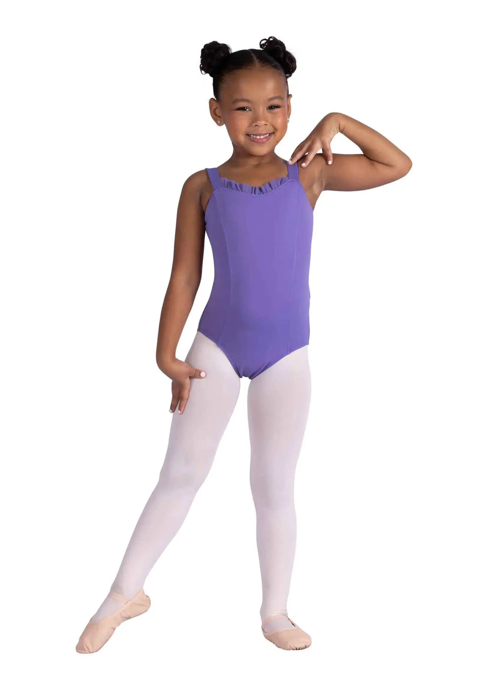 DANSHUZ 26112C KAIA DOUBLE BOW BACK RUFFLE FRONT WIDE STRAP CAMISOLE LEOTARD