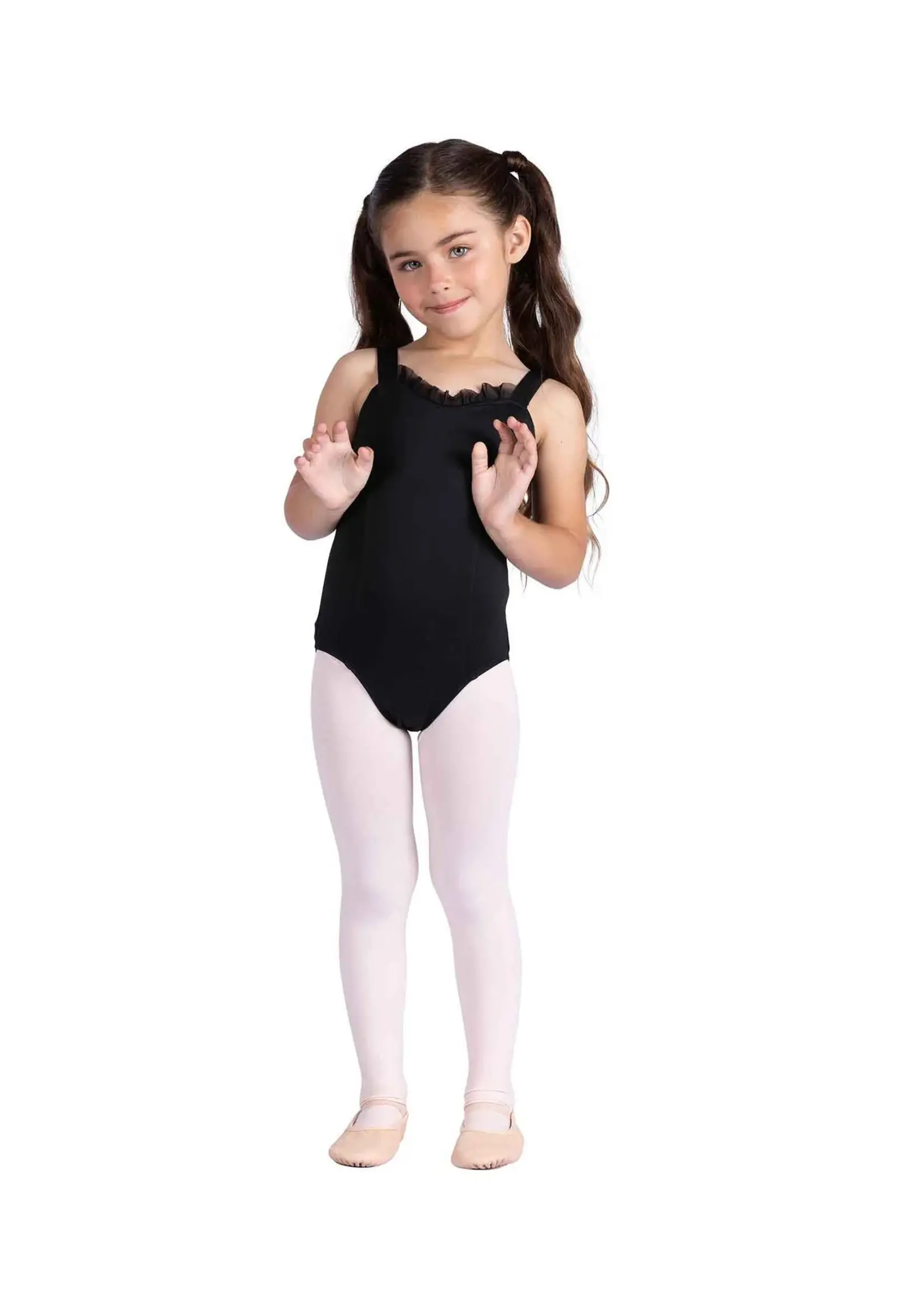 DANSHUZ 26112C KAIA DOUBLE BOW BACK RUFFLE FRONT WIDE STRAP CAMISOLE LEOTARD
