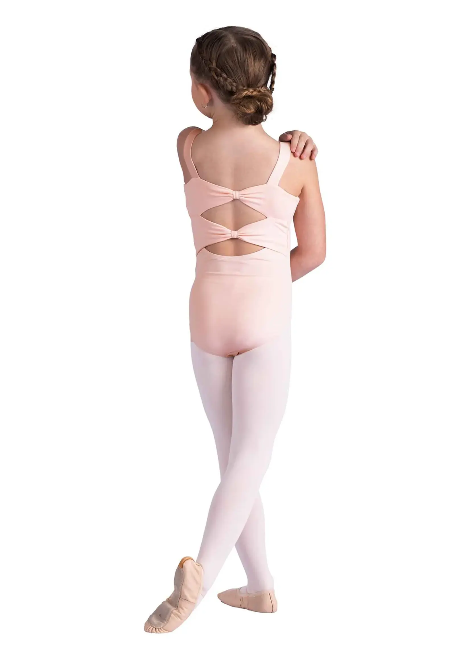 DANSHUZ 26112C KAIA DOUBLE BOW BACK RUFFLE FRONT WIDE STRAP CAMISOLE LEOTARD