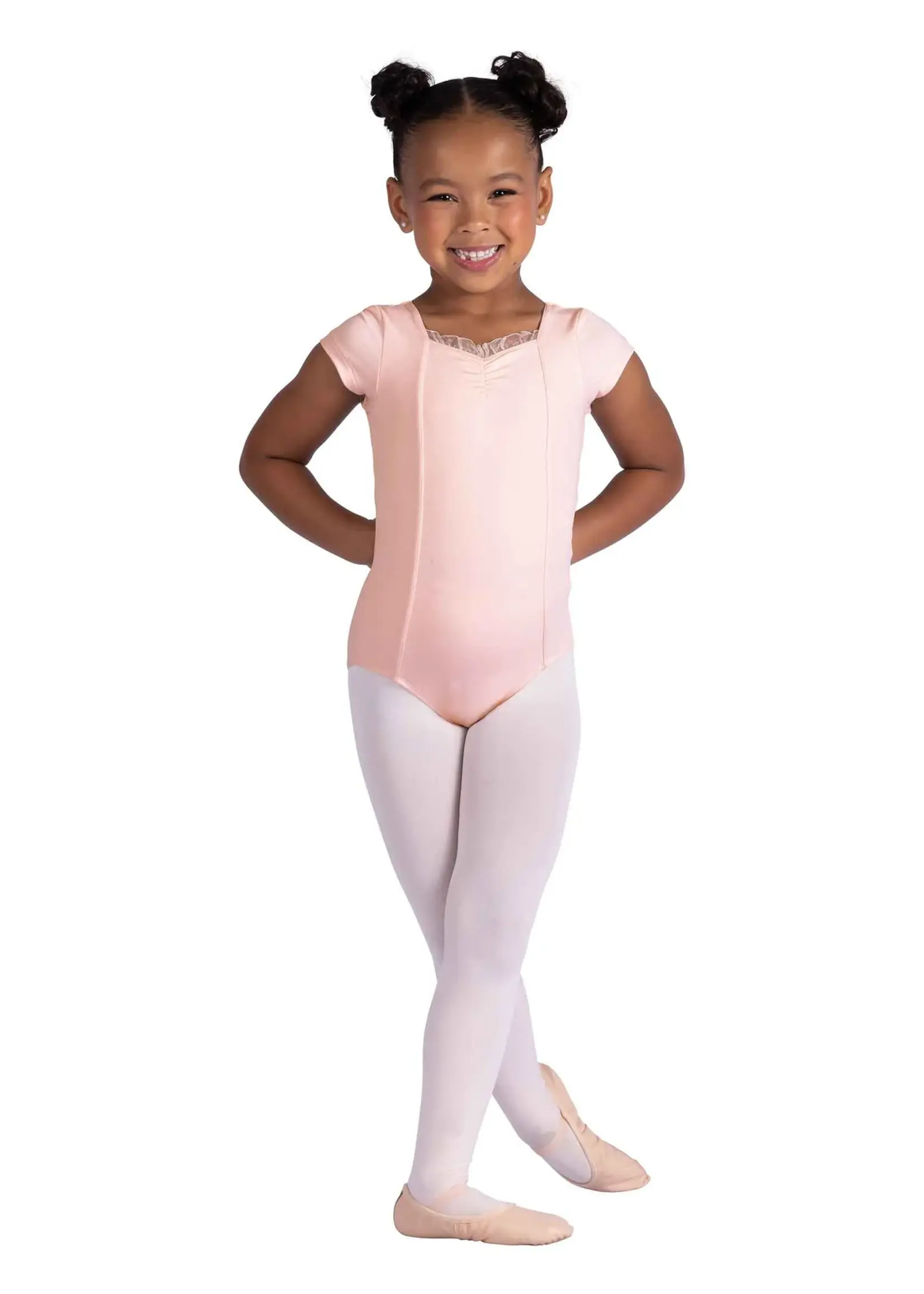DANSHUZ 26113C LAINEY  BOW BACK RUFFLE FRONT CAP SLEEVE LEOTARD