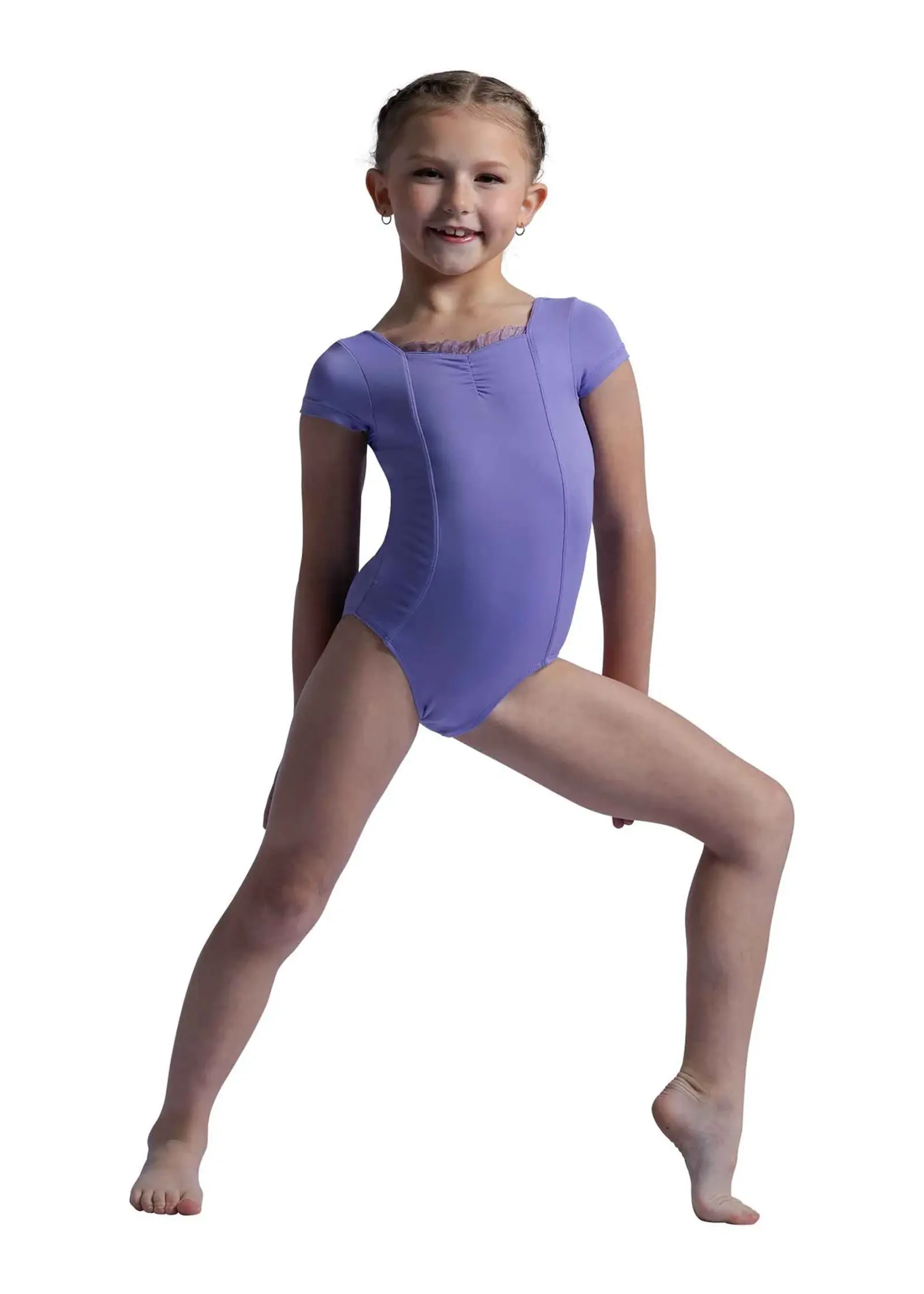 DANSHUZ 26113C LAINEY  BOW BACK RUFFLE FRONT CAP SLEEVE LEOTARD