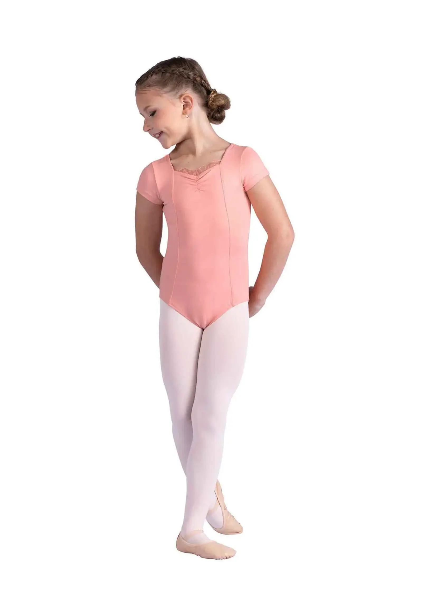 DANSHUZ 26113C LAINEY  BOW BACK RUFFLE FRONT CAP SLEEVE LEOTARD