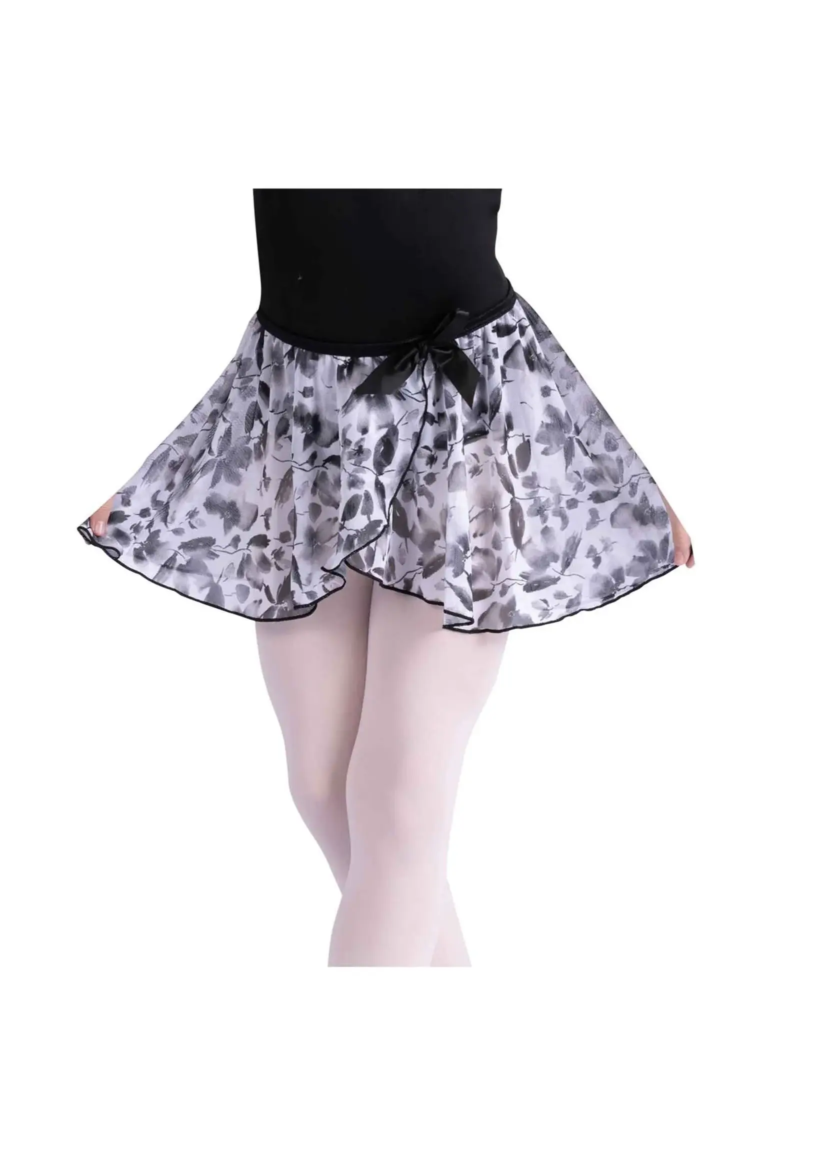 DANSHUZ 26407C MEADOW FLORAL PRINT GEORGETTE MOCK WRAP SKIRT