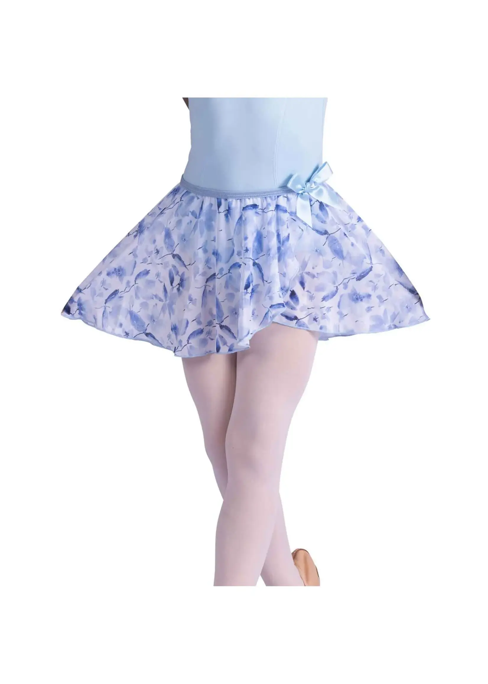 DANSHUZ 26407C MEADOW FLORAL PRINT GEORGETTE MOCK WRAP SKIRT