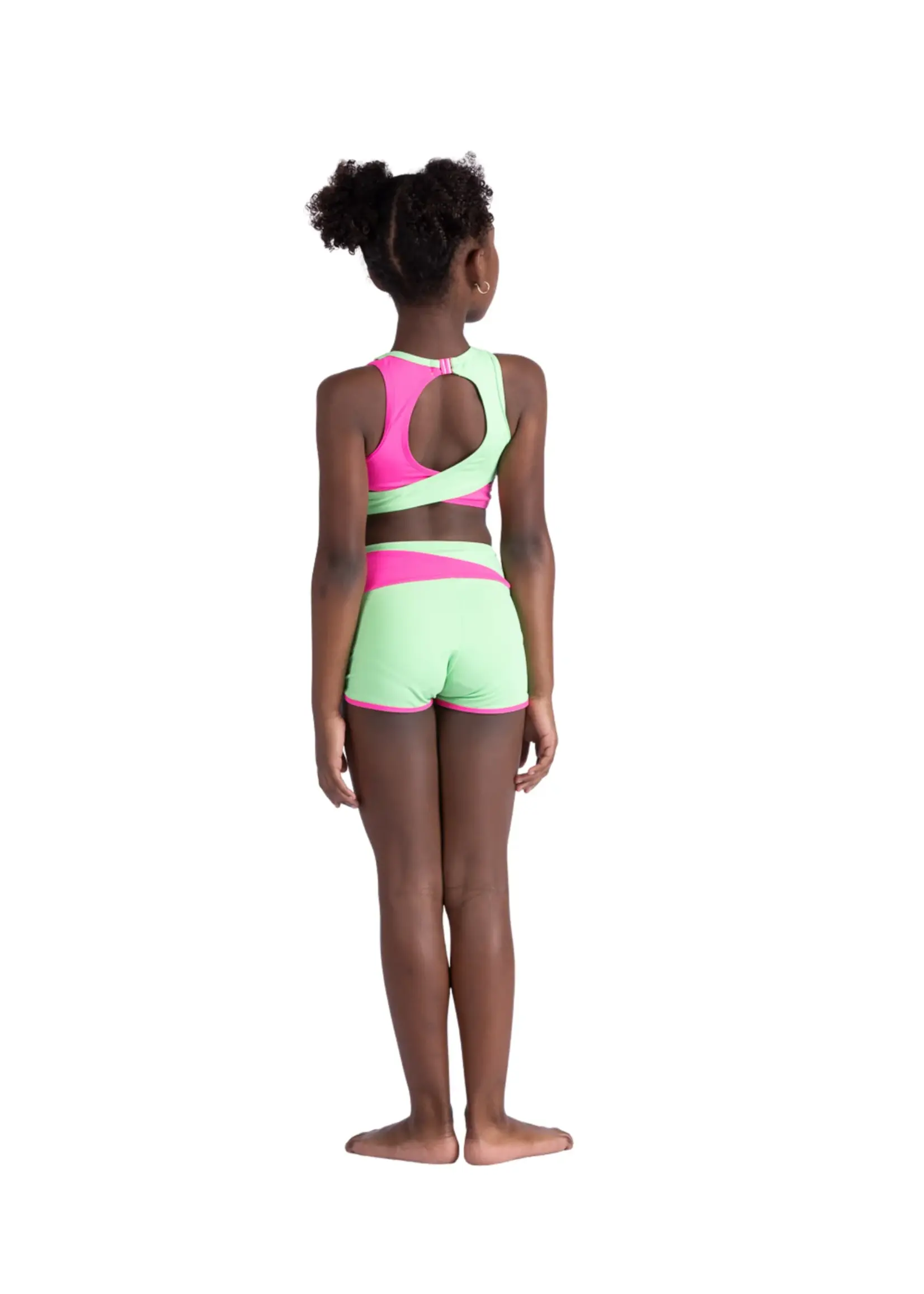 DANSHUZ 25401C LILY PIPED COLOR BLOCK CROSSOVER FRONT JOGGER SHORT