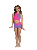 DANSHUZ 25401C LILY PIPED COLOR BLOCK CROSSOVER FRONT JOGGER SHORT