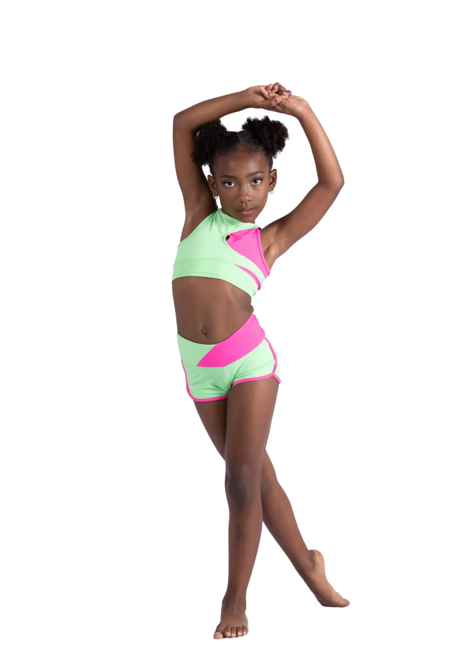 DANSHUZ 25401C LILY PIPED COLOR BLOCK CROSSOVER FRONT JOGGER SHORT