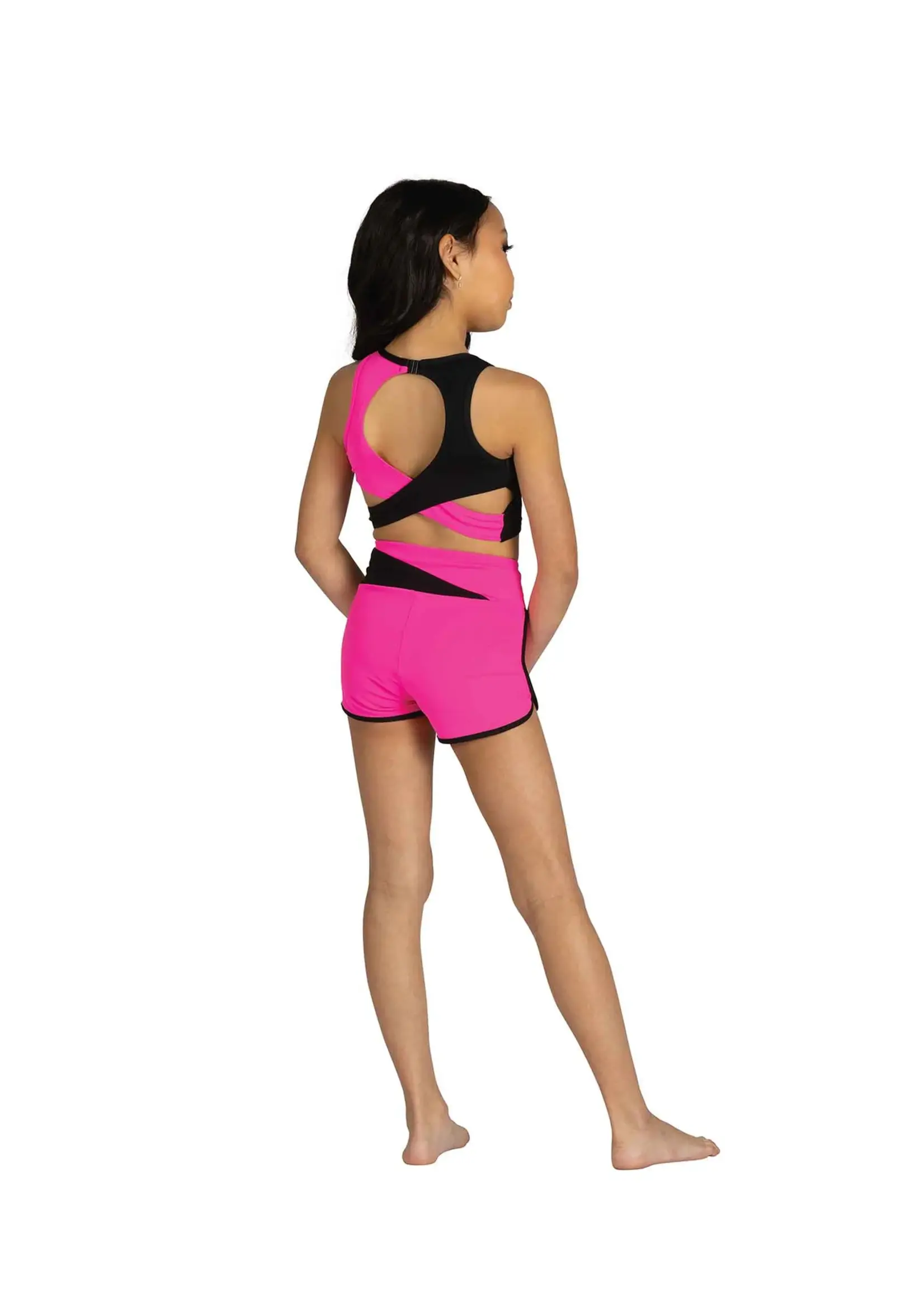 DANSHUZ 25401C LILY PIPED COLOR BLOCK CROSSOVER FRONT JOGGER SHORT