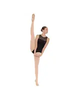 EUROTARD 41488 MESH KEYHOLE BACK SQUARE CUT TANK LEOTARD WITH INSERTS