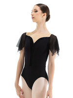 NIKOLAY DA5009 TROYA VELVET TRIMMED FLUTTER MESH SLEEVE LEOTARD