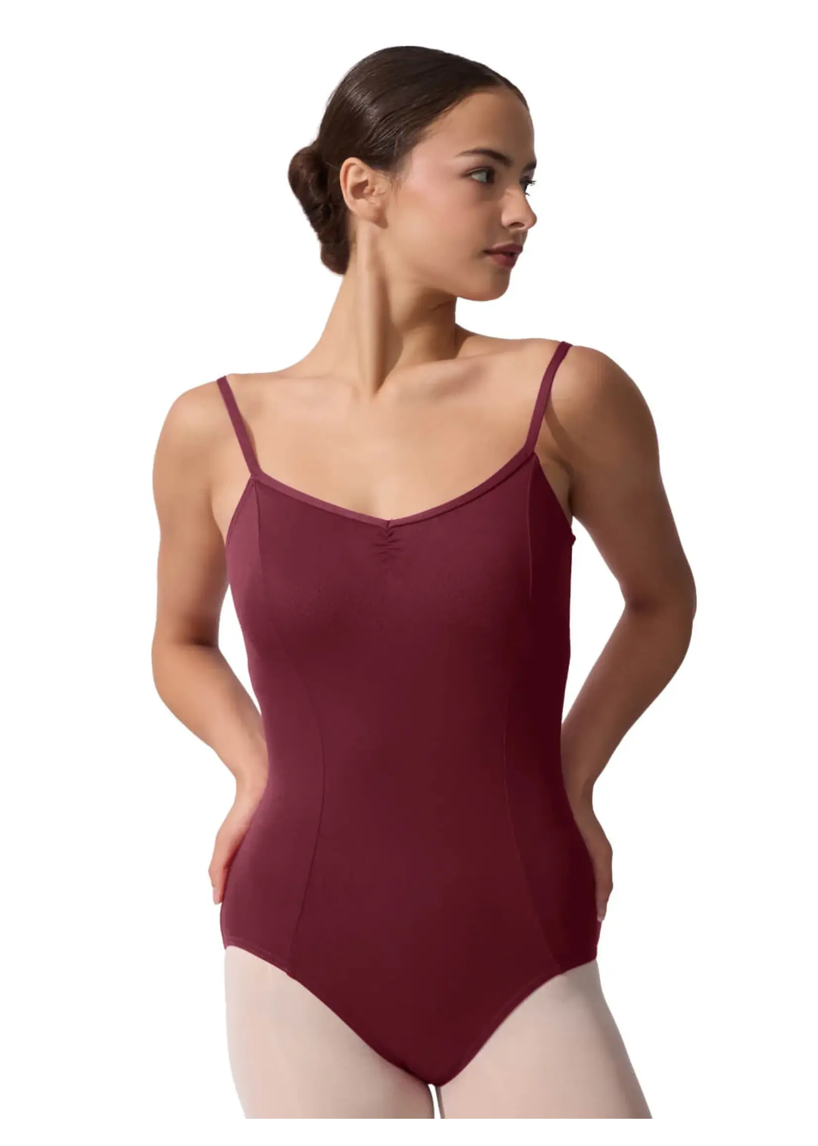 CAPEZIO & BUNHEADS ASE2008W BRATEK PINCHED FRONT PRINCESS SEAM CAMISOLE LEOTARD WITH ADJUSTABLE STRAPS