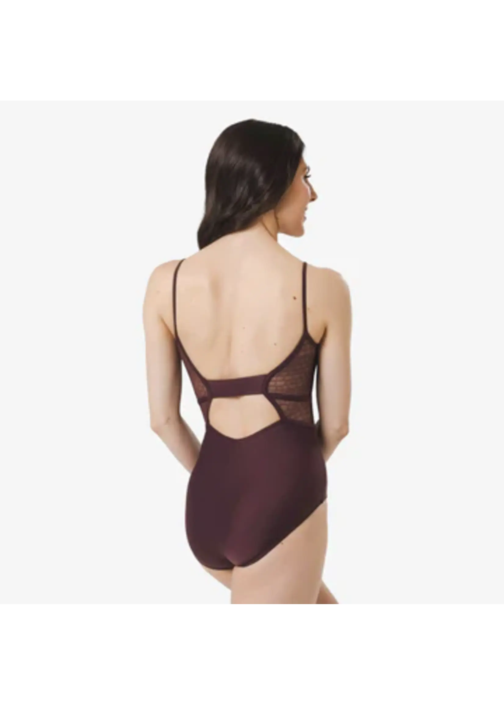 SO DANCA BY65 SNAKE MESH PINCH FRONT TAB BACK CAMISOLE LEOTARD