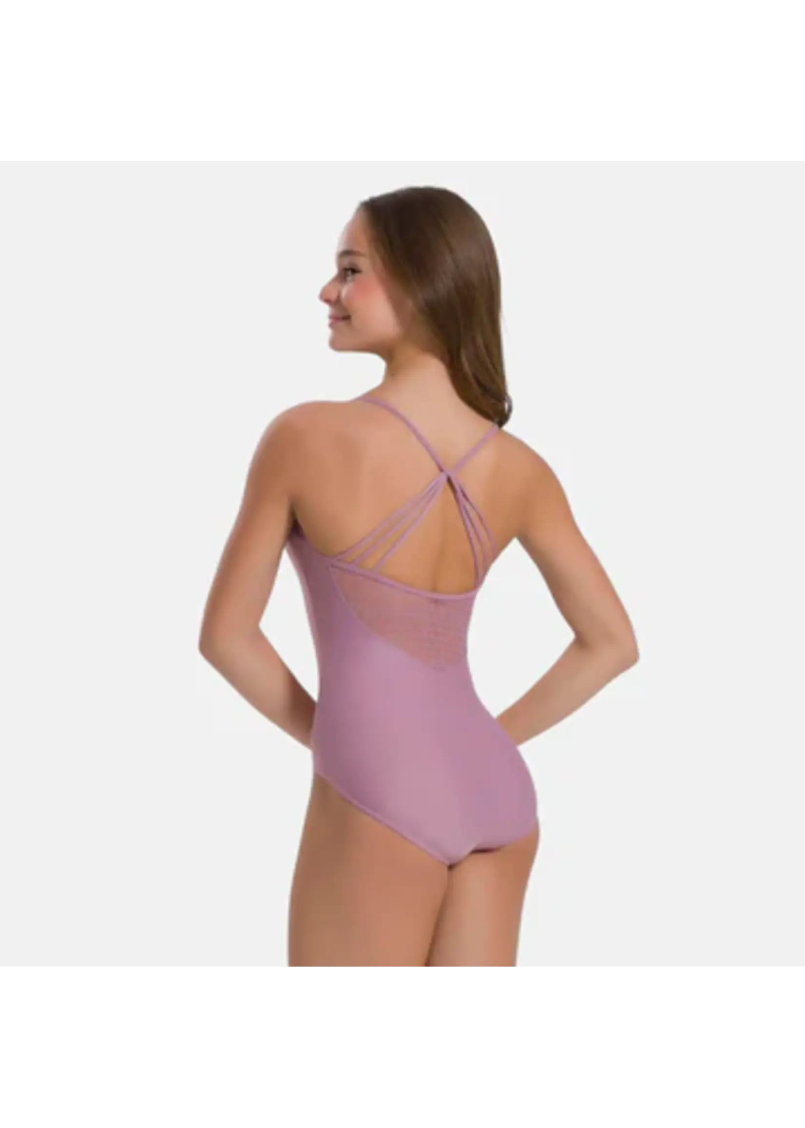 SO DANCA BY63 SNAKE MESH MULTI CROSS BACK CAMISOLE LEOTARD