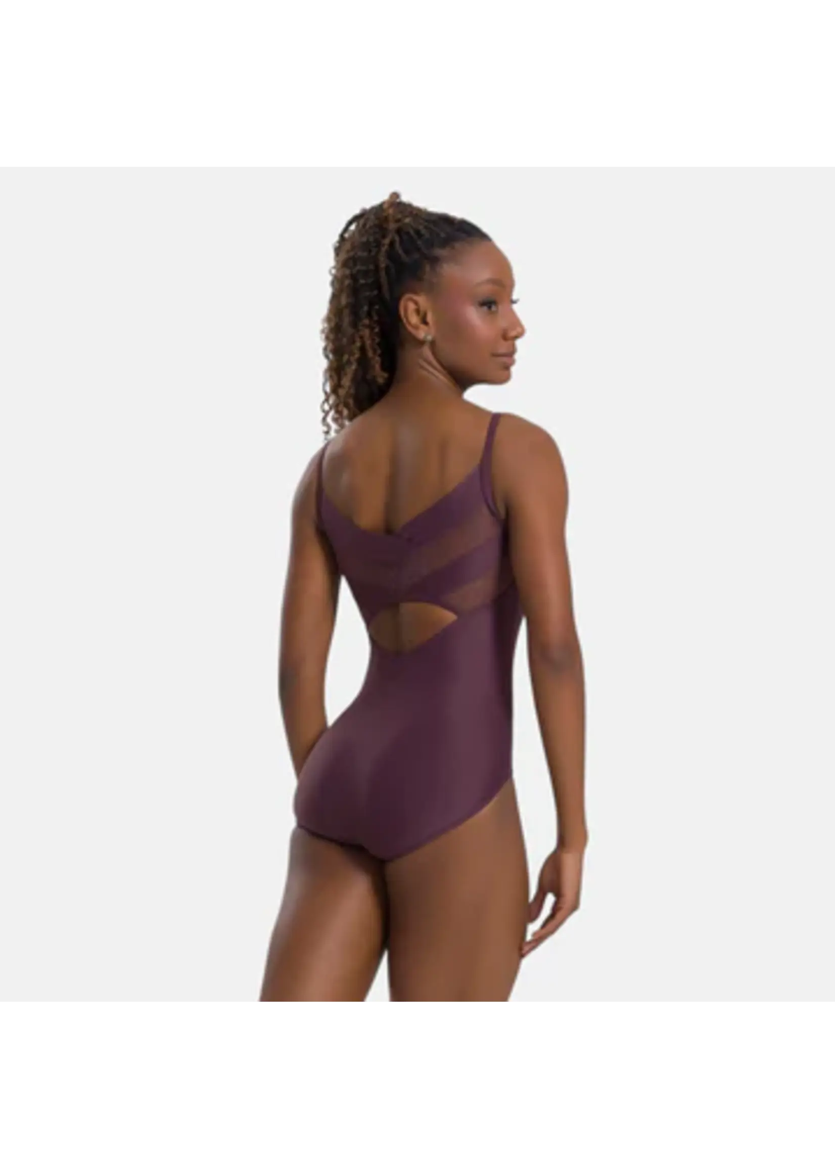 SO DANCA BY64 SNAKE MESH OVERLAY DOUBLE V FRONT CAMISOLE LEOTARD