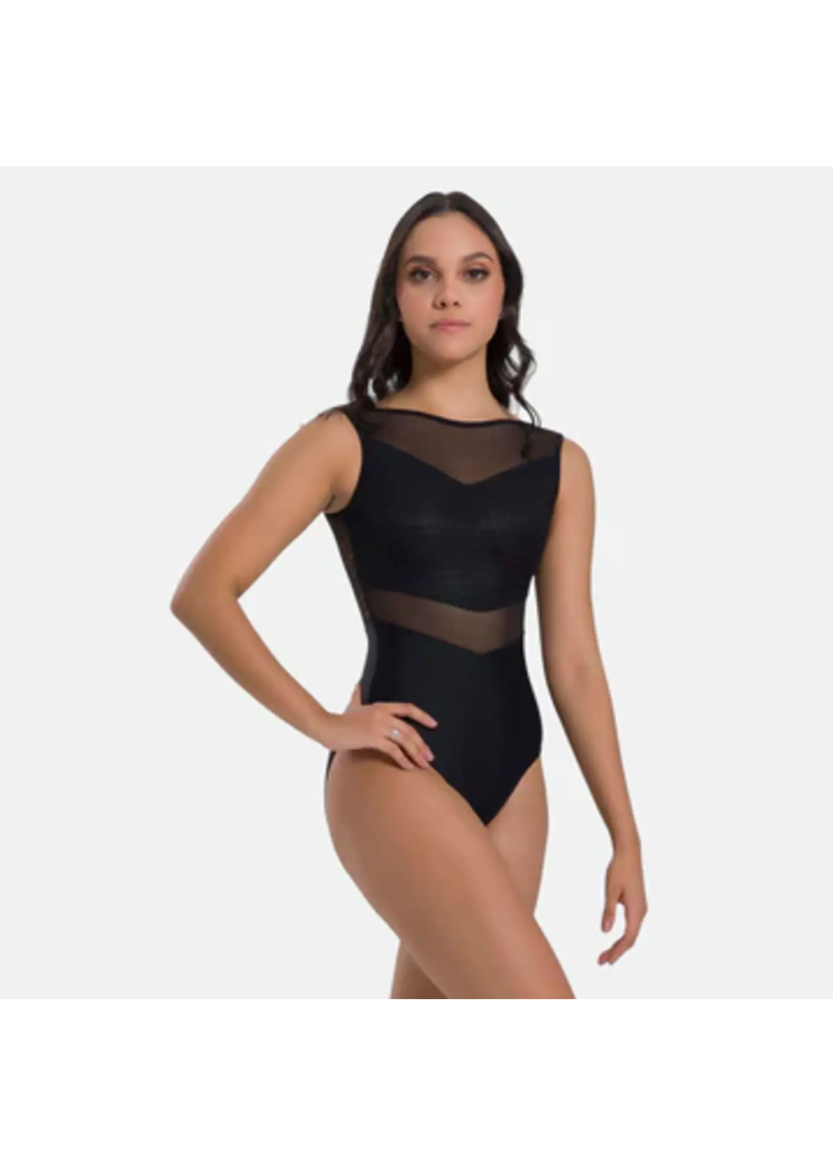 SO DANCA BY68 SNAKE MESH OVERLAY MIDRIFF TANK LEOTARD
