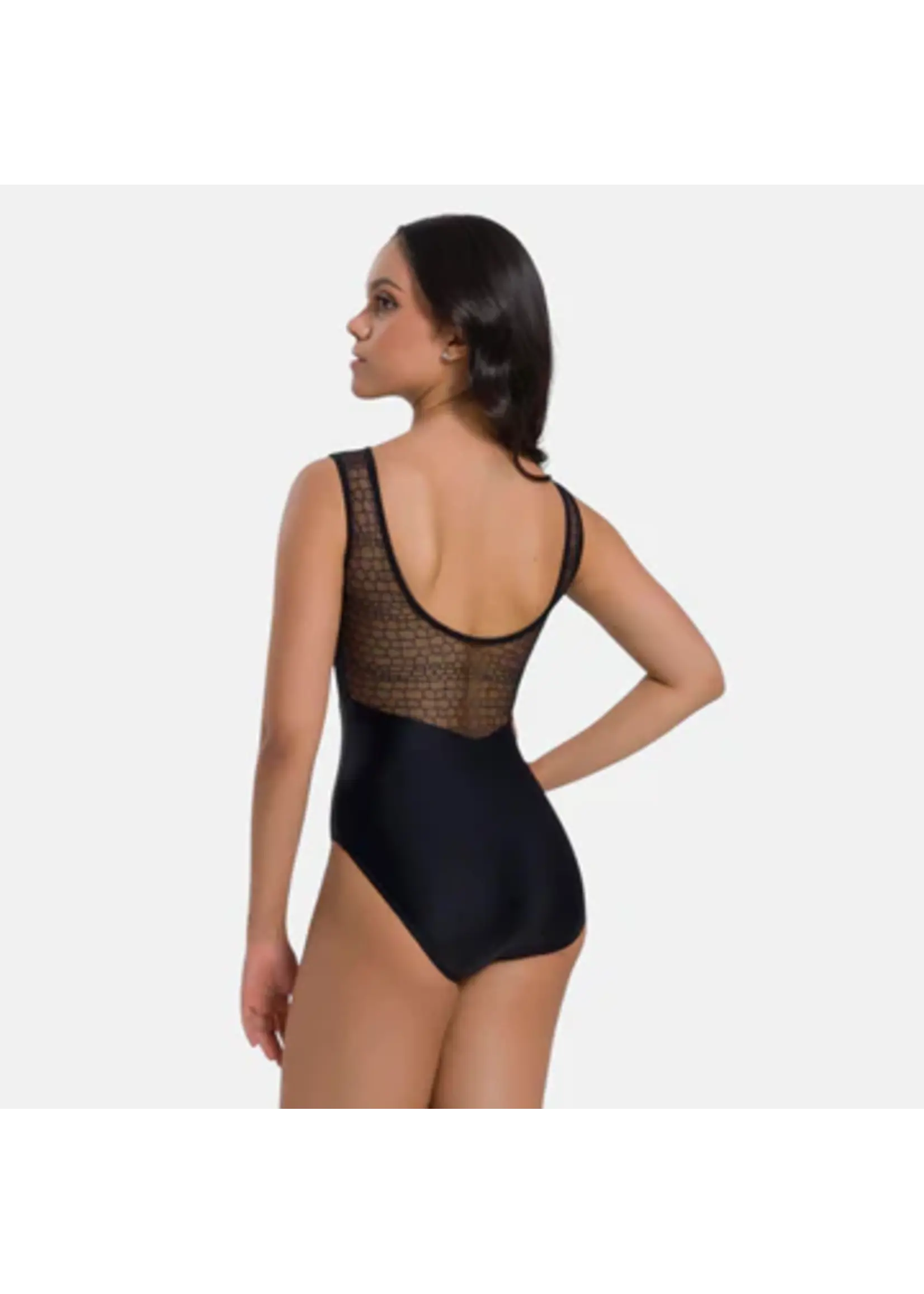 SO DANCA BY68 SNAKE MESH OVERLAY MIDRIFF TANK LEOTARD
