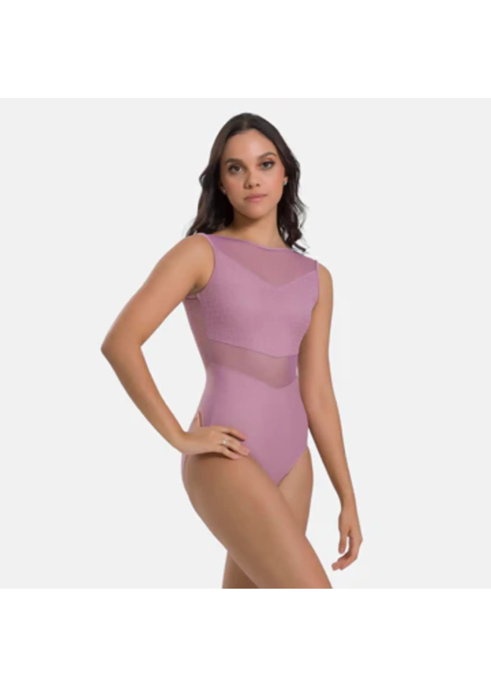 SO DANCA BY68 SNAKE MESH OVERLAY MIDRIFF TANK LEOTARD