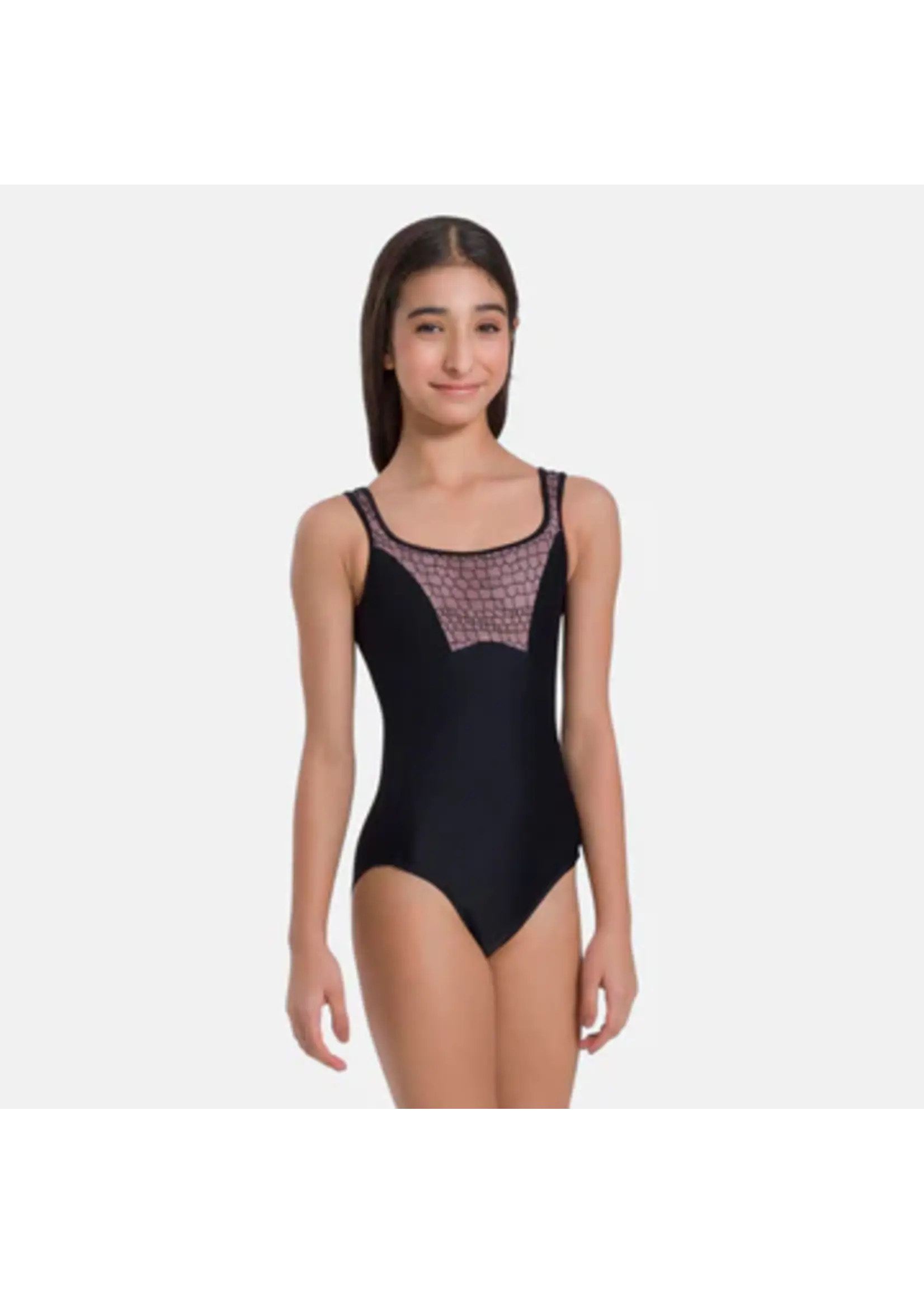 SO DANCA BY66C SNAKE MESH OVERLAY EMPIRE TANK LEOTARD