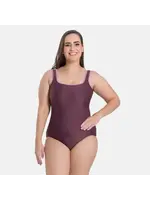 SO DANCA BY71CV CURVY PLUS  SQUARE CUT EMPIRE 2 TONE PIPED TRIM MESH INSERT TANK LEOTARD