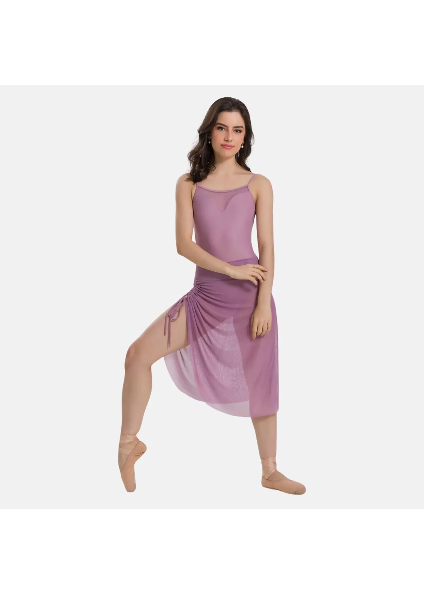 SO DANCA BY75 ROUCHED SIDE KNEE LENGTH  PULL ON SKIRT WITH LOGO CHARM