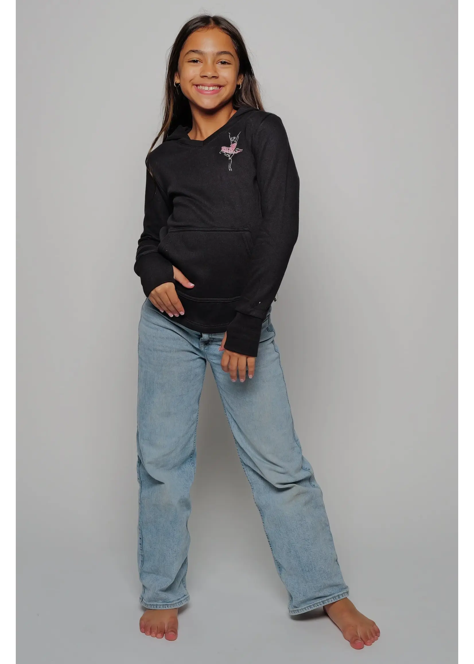SUGAR & BRUNO D9191E EMBROIDERED FRENCH TERRY PULL OVER HOODED SWEATSHIRT
