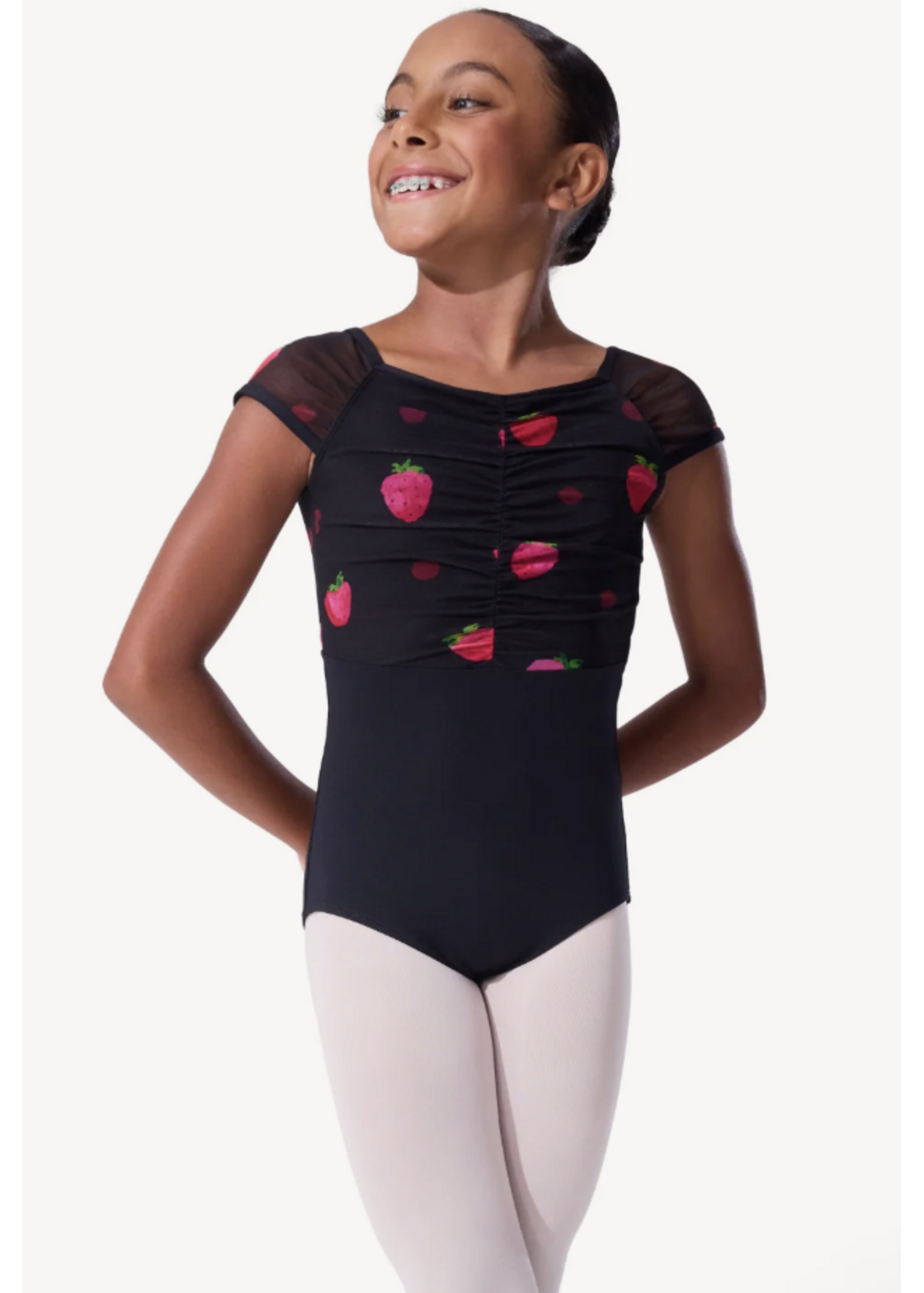 CAPEZIO & BUNHEADS AF12634C BERRY SWEET  STRAWBERRY CAP SLEEVE LEOTARD
