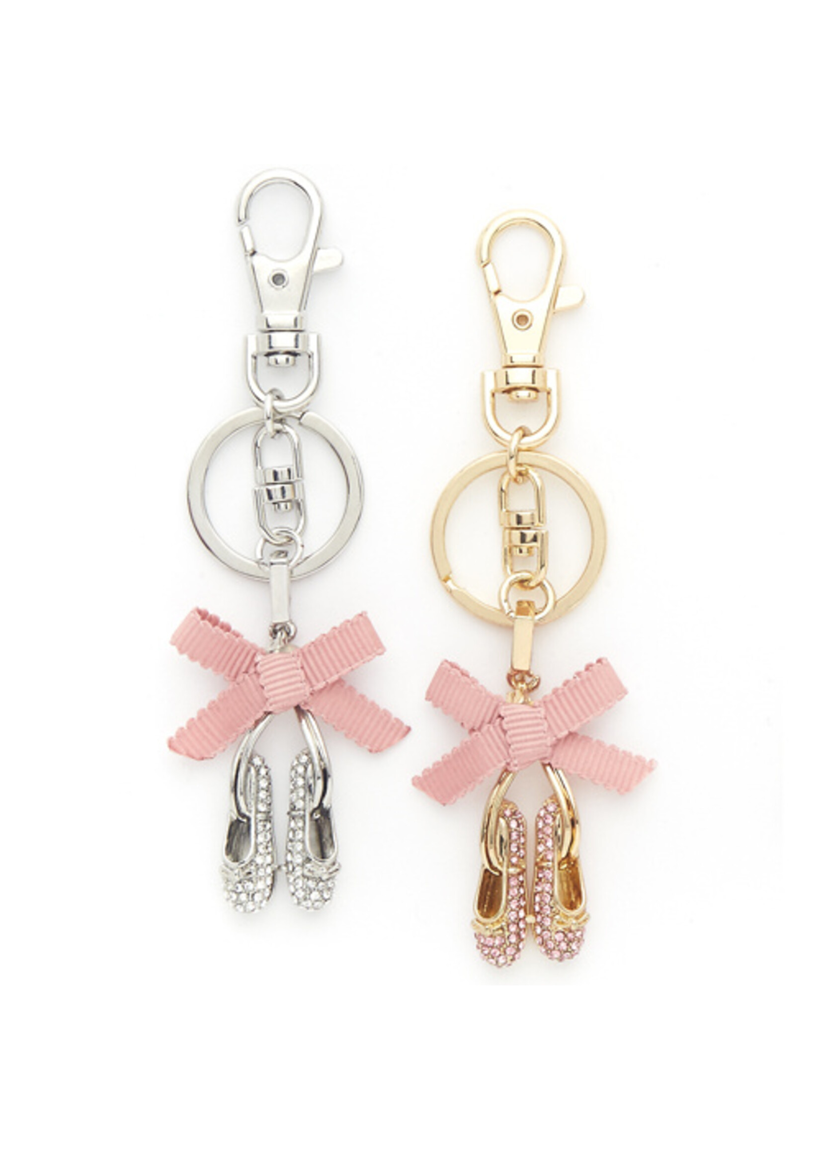 DASHA DESIGNS 2826 RHINESTONE POINTE SHOE KEYCHAIN WITH BOW