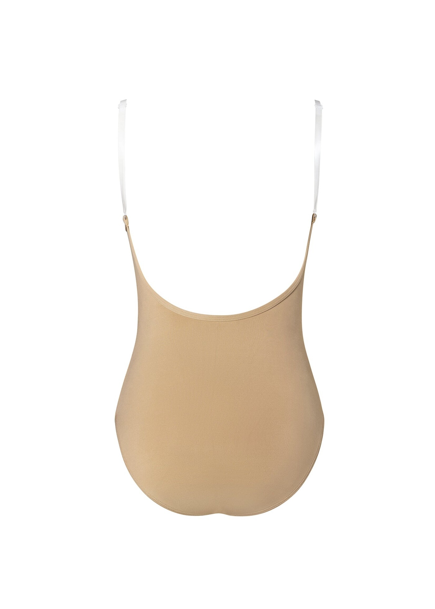 ENERGETIKS AB18  SKIN TONE LEOTARD WITH REMOVABLE CUPS & CLEAR STRAPS